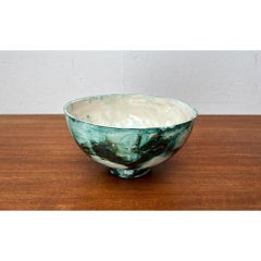 Mid-Century Modern German Studio Pottery Bowl, Ceramic, Green, 1960s
