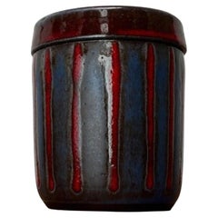 Caja de cerámica de Studio Pottery alemana de mediados de siglo con tapa de Töpferei Bücking, años 60