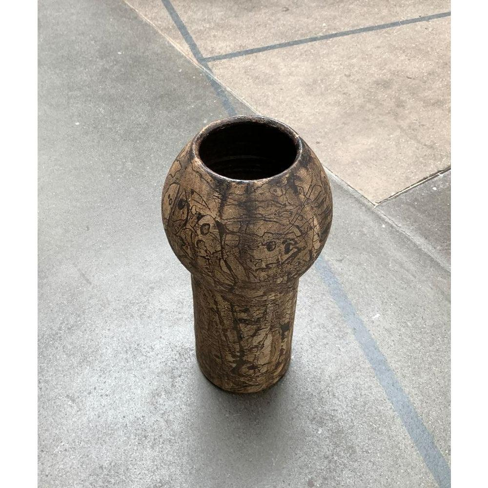 Mid-Century German Studio Pottery Brutalist Floor Vase by Gerhard Liebenthron, 1977, in Very Good conditions. Designed 1960 to 1969 This piece has an attribution mark, I am sure that it is completely authentic and take full responsibility for any