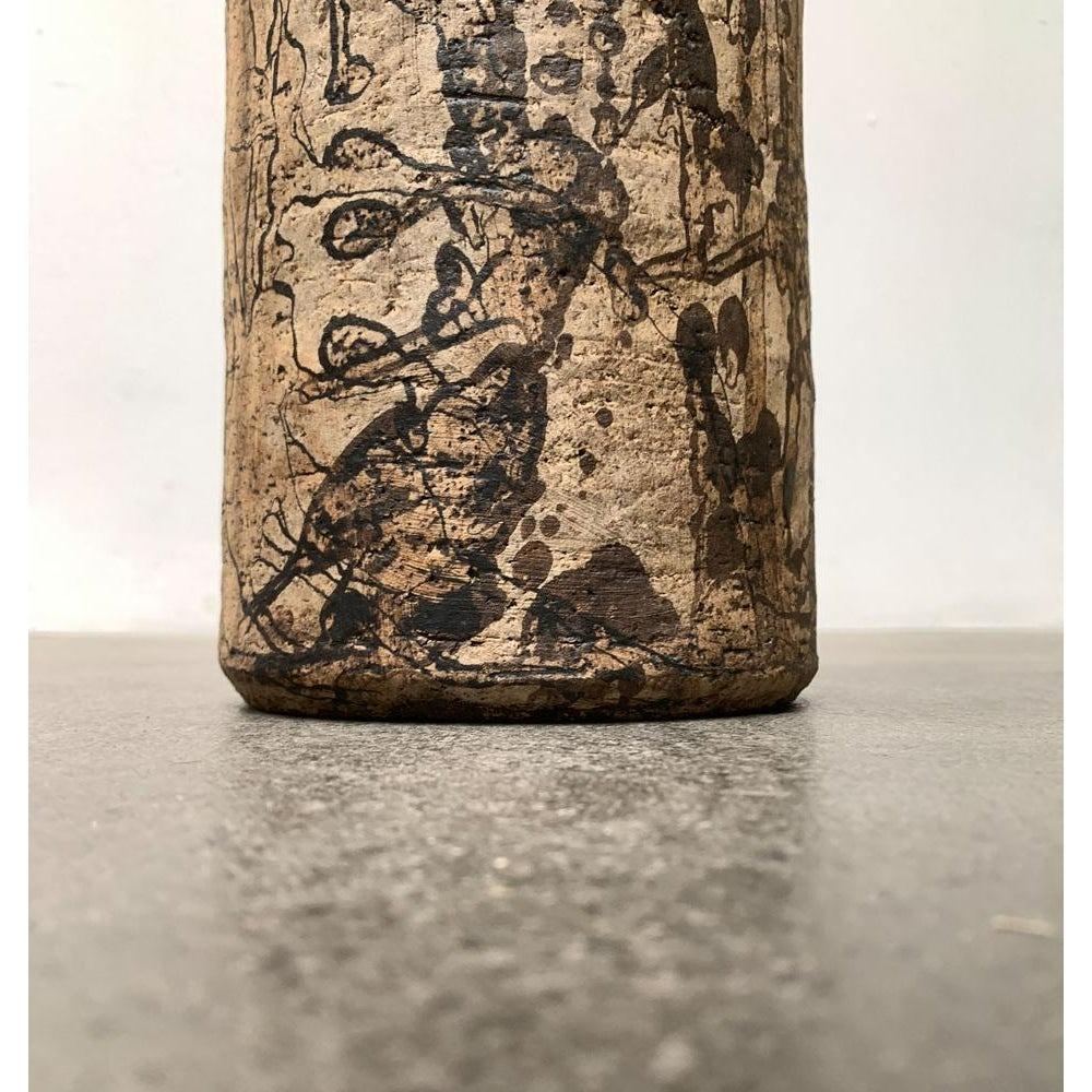Mid-Century German Studio Pottery Brutalist Floor Vase, 1977 In Excellent Condition For Sale In Hamburg, DE