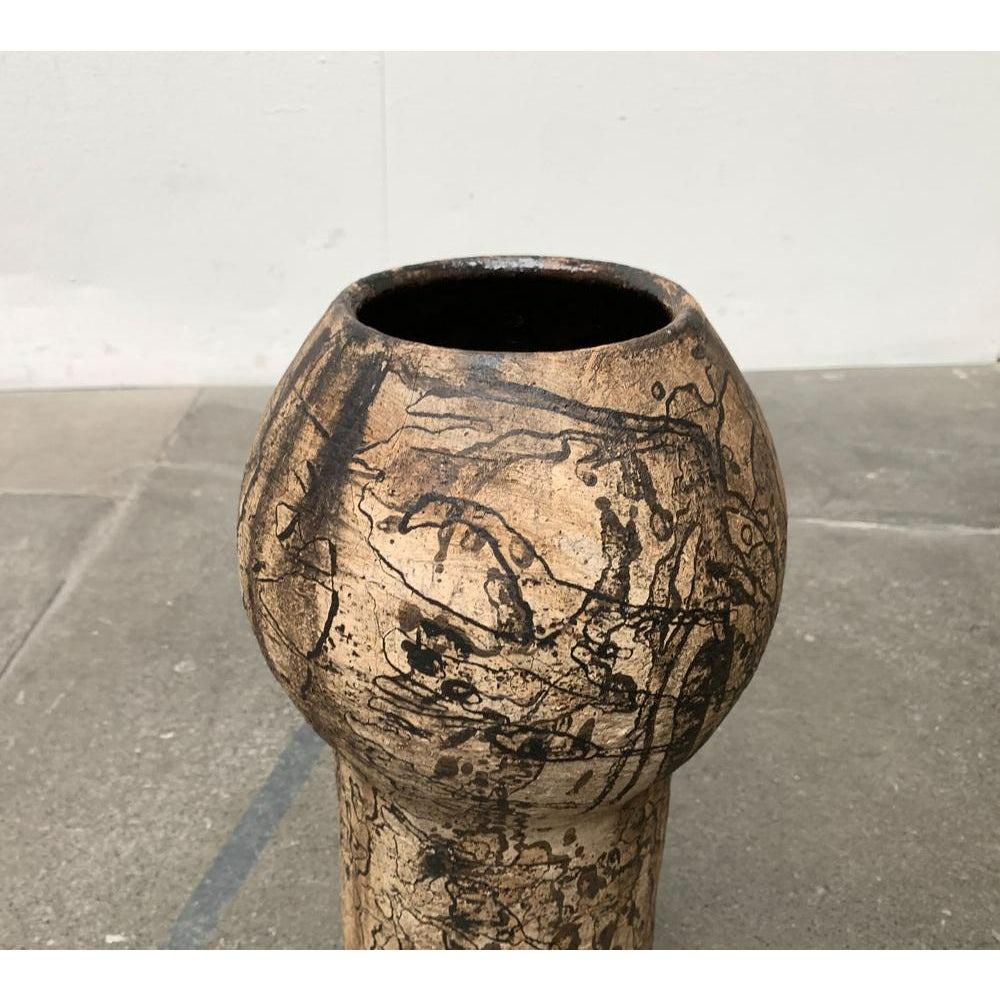 Ceramic Mid-Century German Studio Pottery Brutalist Floor Vase, 1977 For Sale