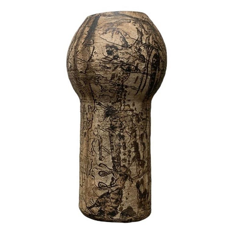 Deutsche Studio Pottery Brutalistische Bodenvase aus der Jahrhundertmitte, 1977