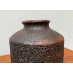 Mid-Century German Studio Pottery Brutalist Vase by Gerhard Liebenthron, 1974