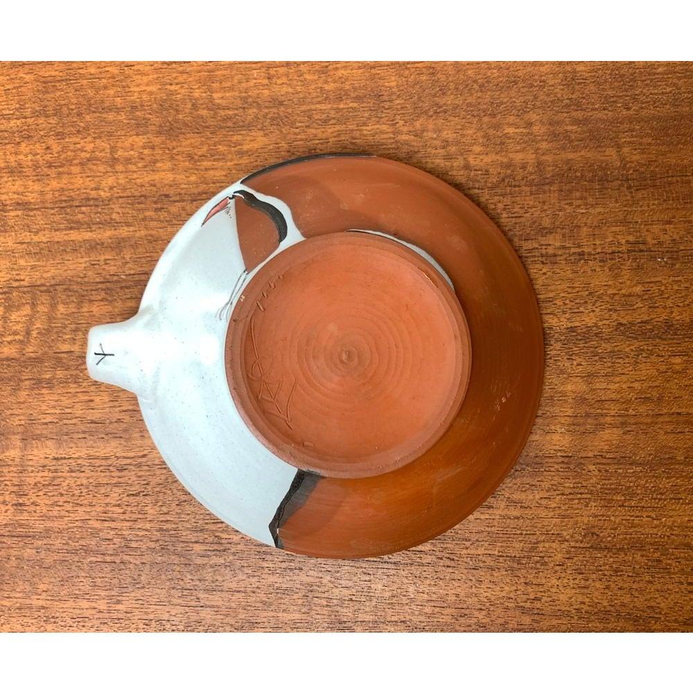 Portacandele in Studio Pottery tedesco di metà secolo con disegno di uccello, anni '60 in vendita 5