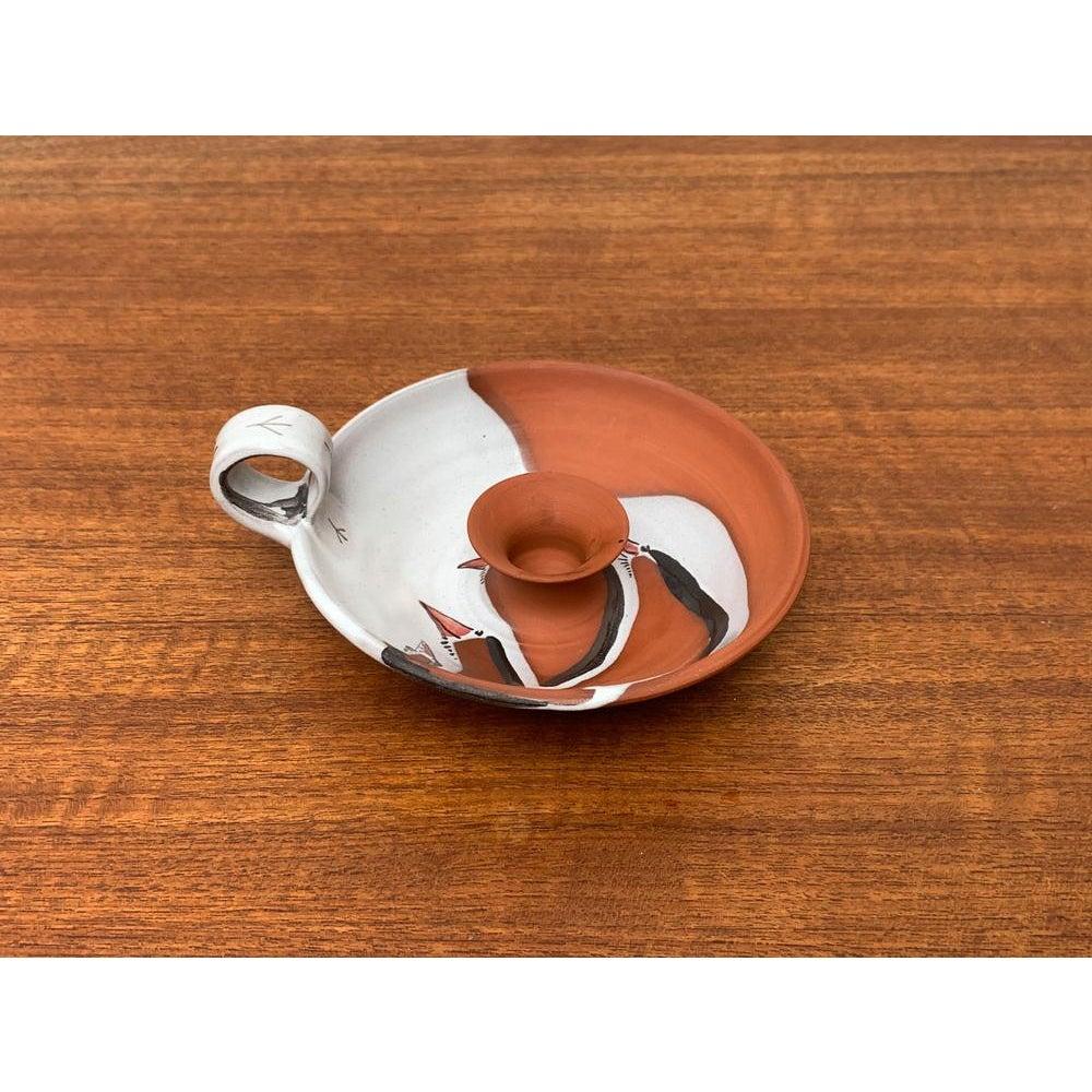 Portacandele in Studio Pottery tedesco di metà secolo con disegno di uccello, anni '60 in vendita 6