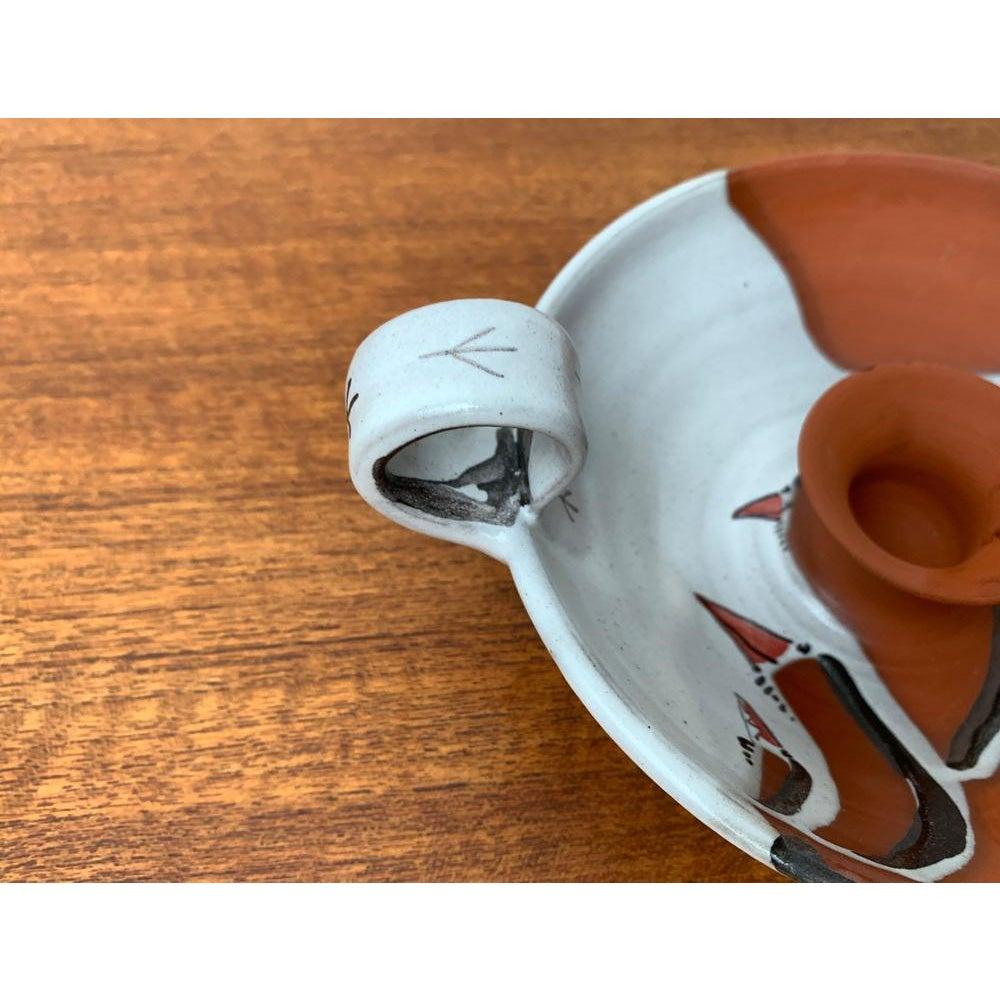 Portacandele in Studio Pottery tedesco di metà secolo con disegno di uccello, anni '60 in vendita 1