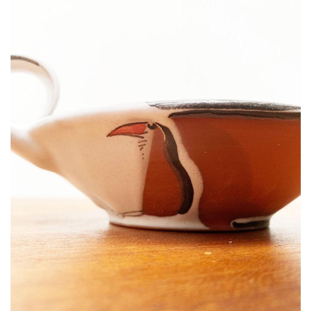 Portacandele in Studio Pottery tedesco di metà secolo con disegno di uccello, anni '60 in vendita 2