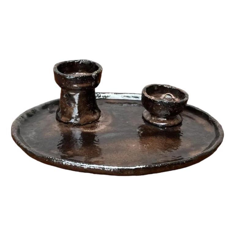 Bougeoir en poterie Studio A allemand du milieu du siècle par Ingeborg Busse Ceramics