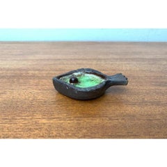 Mid-Century German Studio Pottery Wall Plaque with Fish Design, 1960s