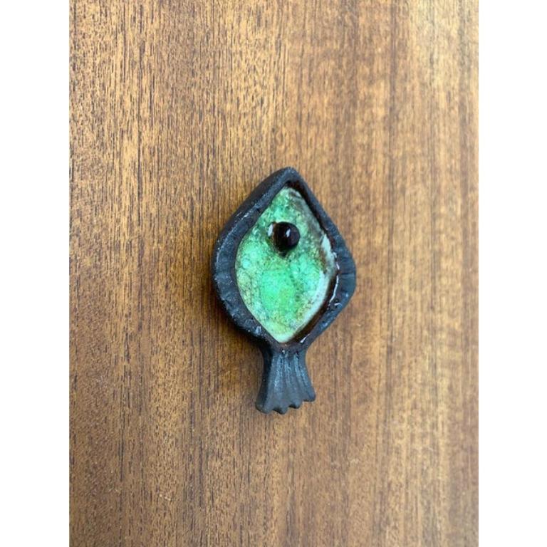 20th Century Mid-Century German Studio Pottery Wall Plaque with Fish Design, 1960s For Sale