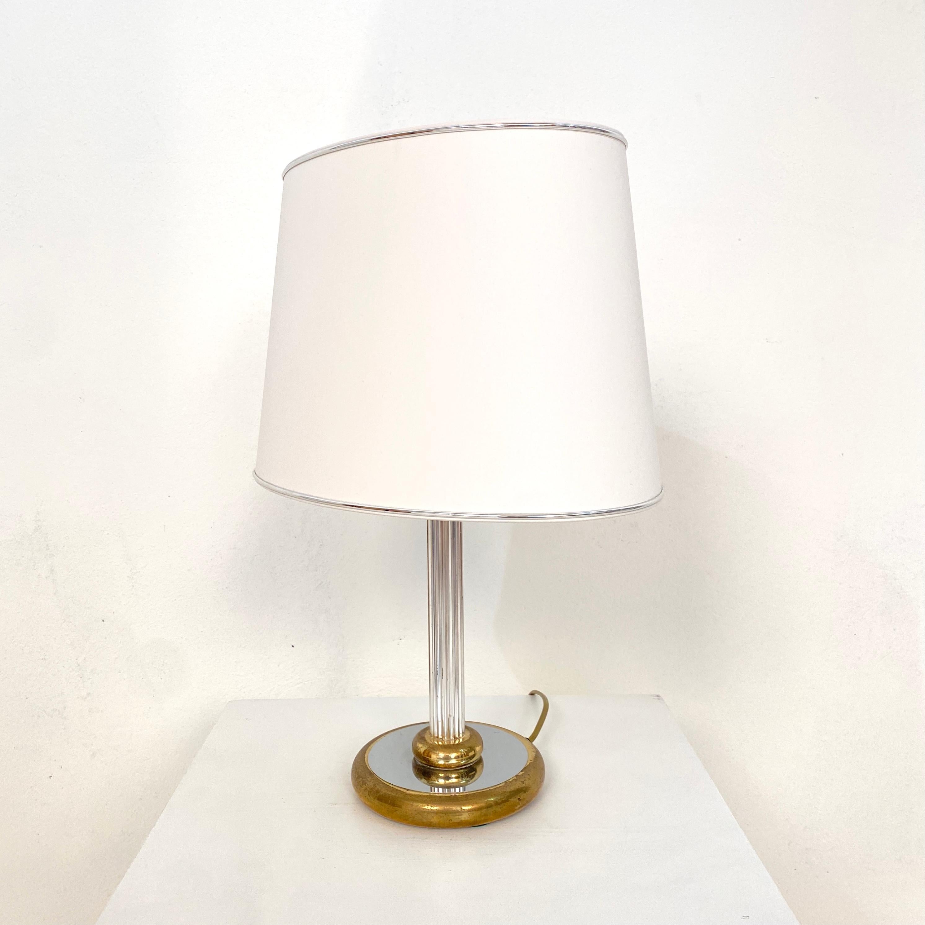 Late 20th Century Midcentury German Table Lamp by Aro-Leuchte in Chrome and Brass, circa 1970 For Sale