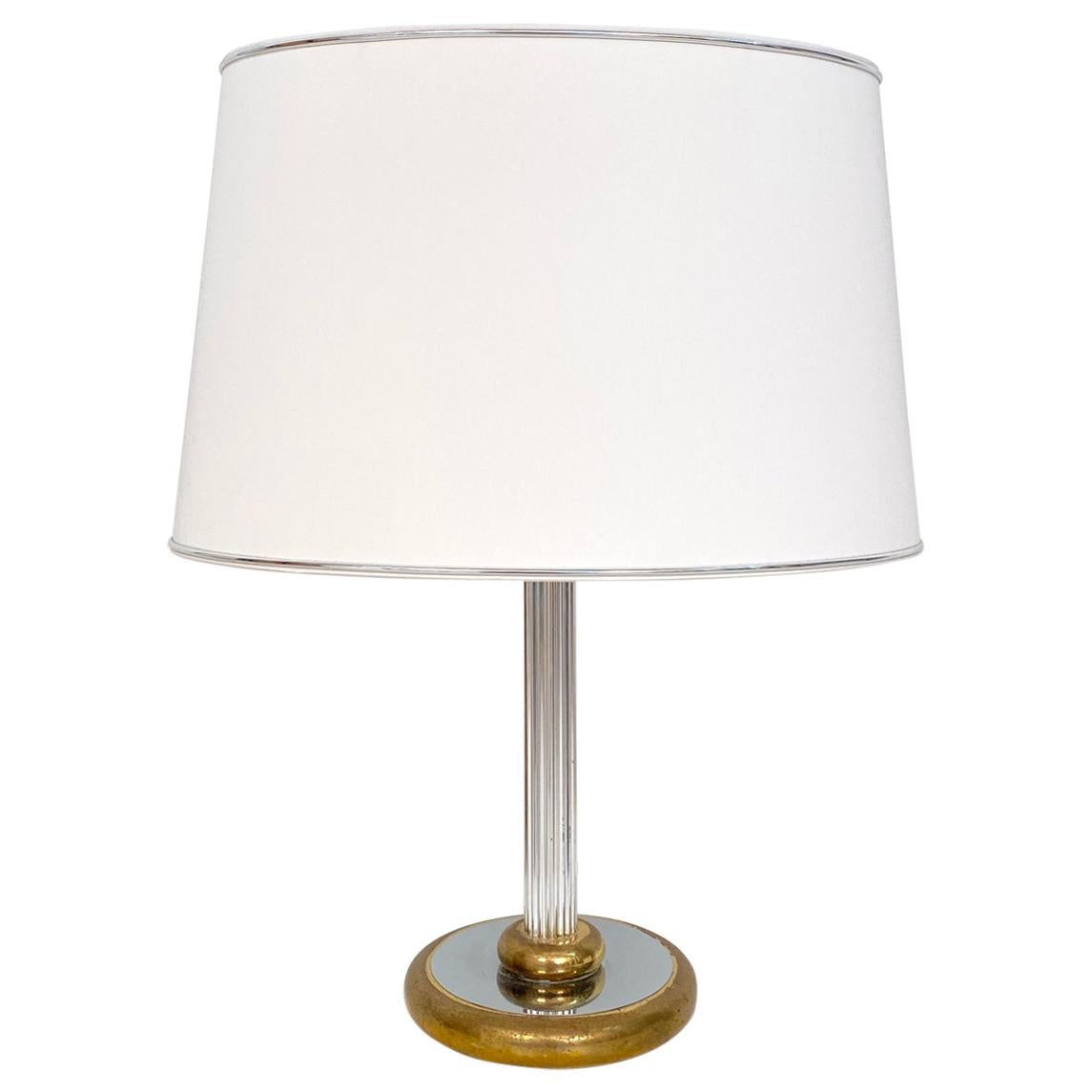 Midcentury German Table Lamp by Aro-Leuchte in Chrome and Brass, circa 1970 For Sale