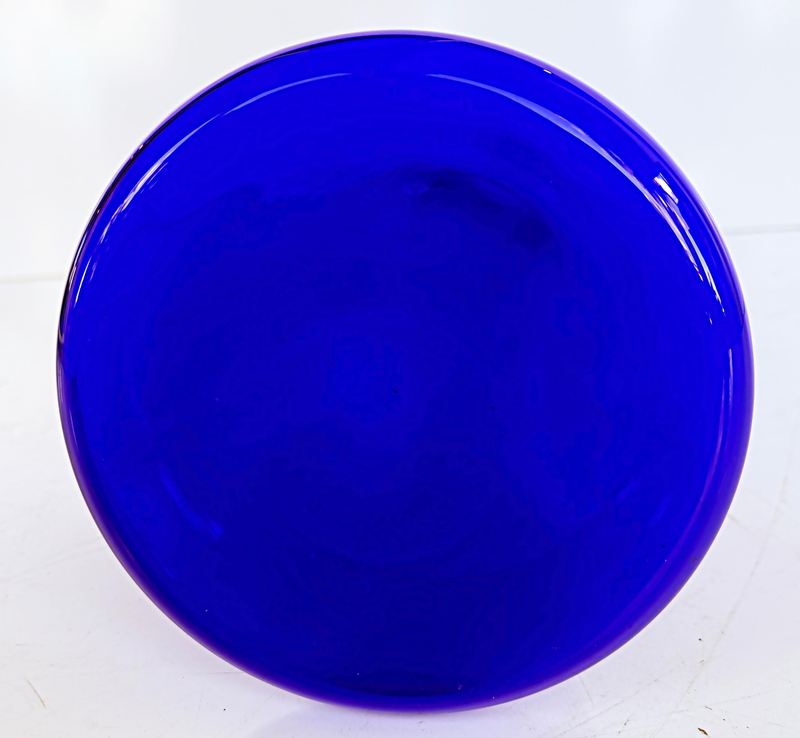 Midcentury German Tall Cobalt Blue Glass Soliflore Vase, Salco Kristallglas For Sale 1