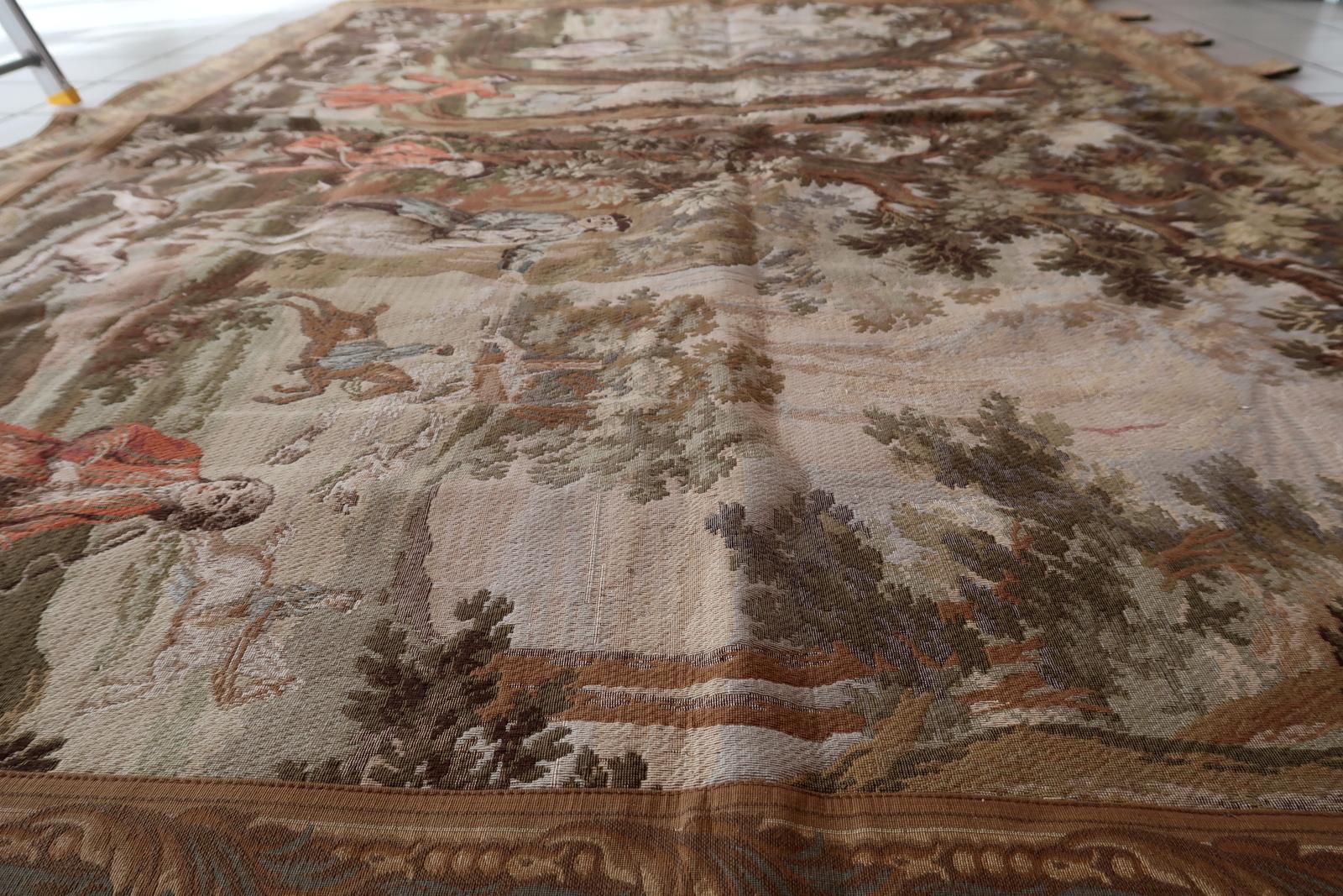 Tenture murale en tapisserie allemande du milieu du siècle 6.11' x 5.1', années 1950 - 1C1181 en vente 5