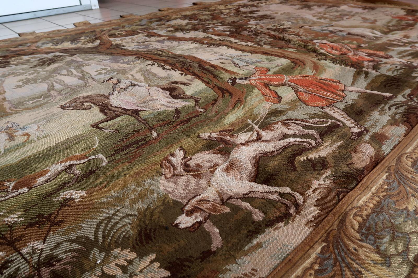 Tenture murale en tapisserie allemande du milieu du siècle 6.11' x 5.1', années 1950 - 1C1181 en vente 8