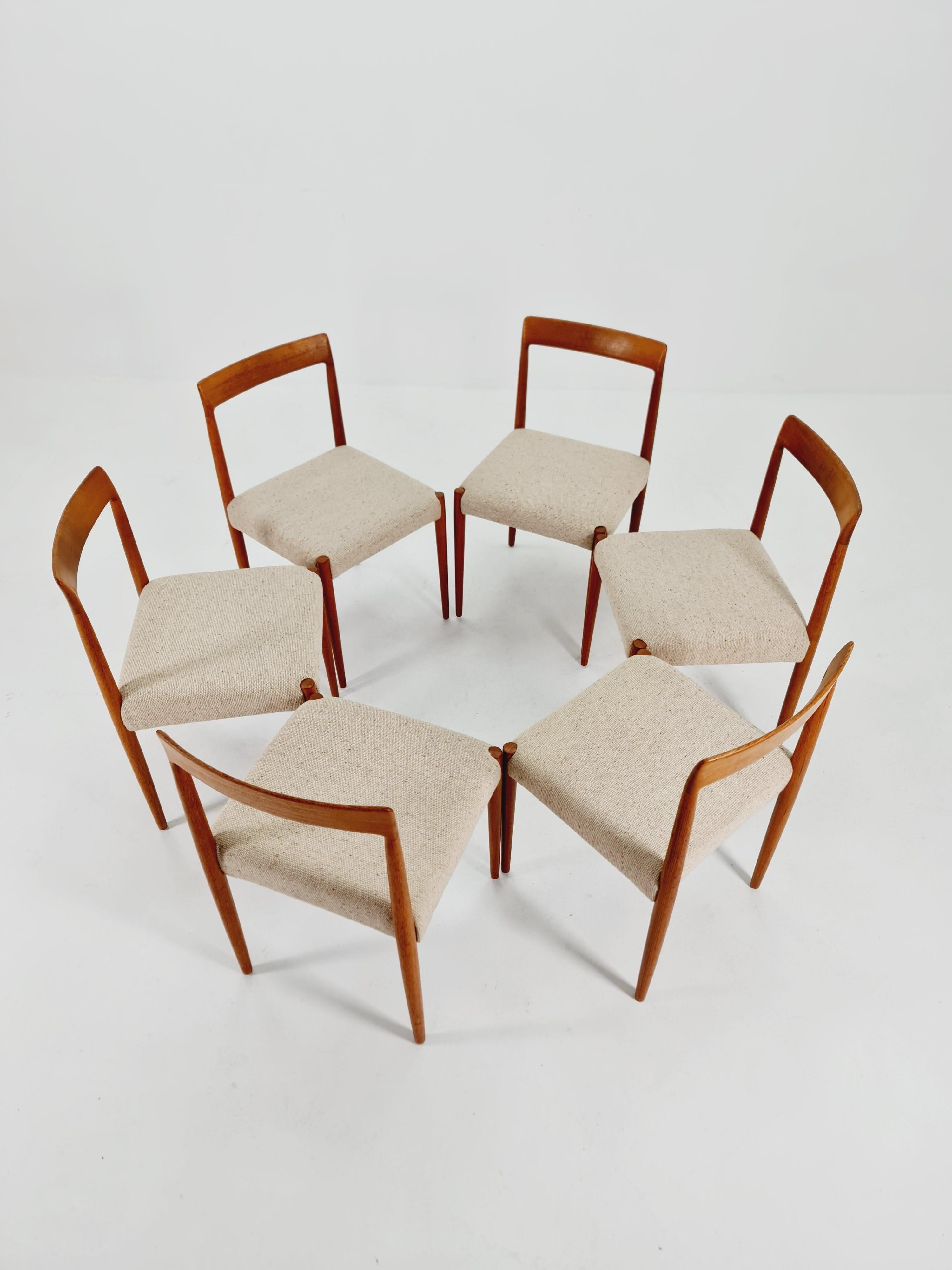 Mid century German Teak Dining Chair by Lübke, 1960s, set of 6 In Good Condition For Sale In Gaggenau, DE