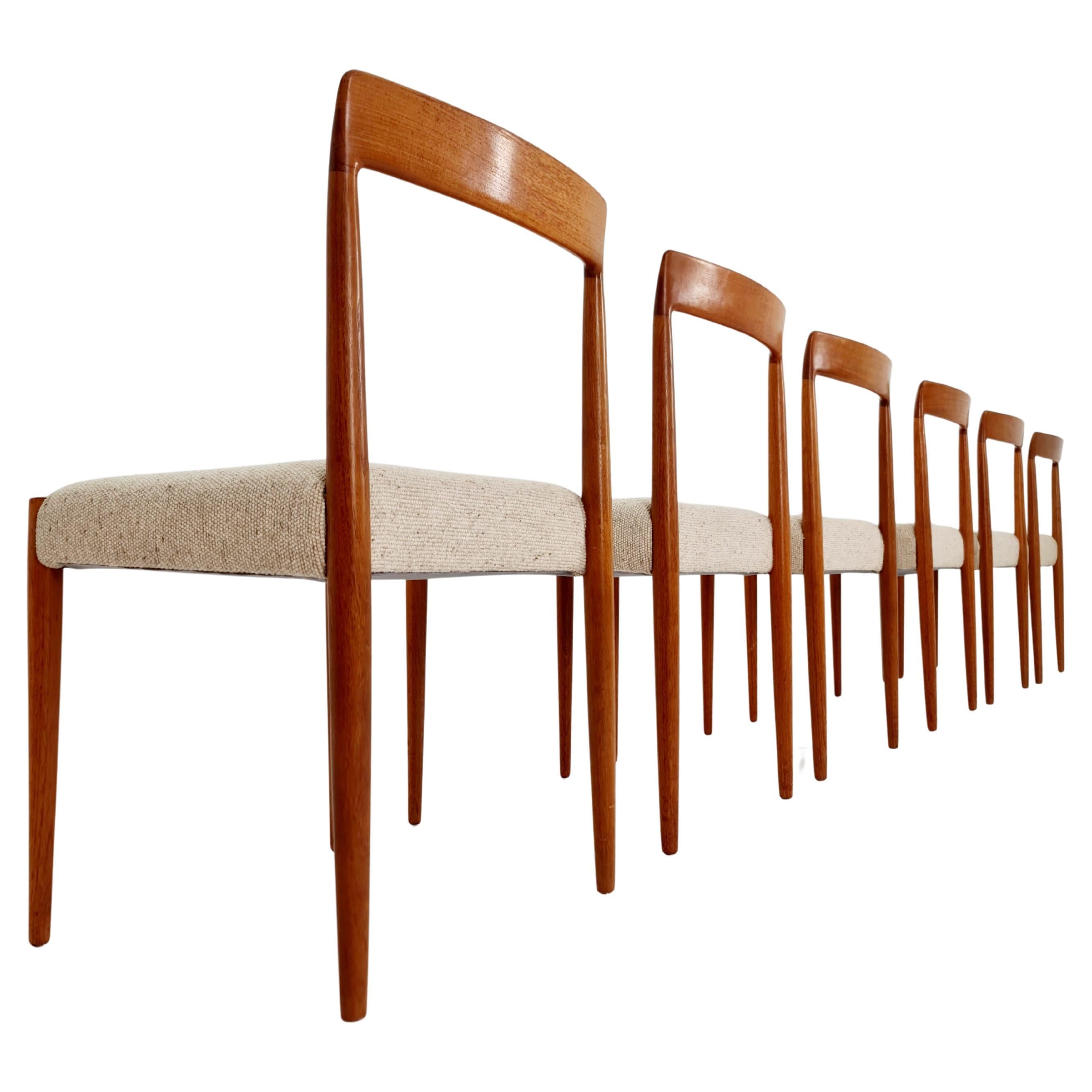 Chaise de salle à manger allemande en teck du milieu du siècle par Lübke, 1960, ensemble de 6 pièces