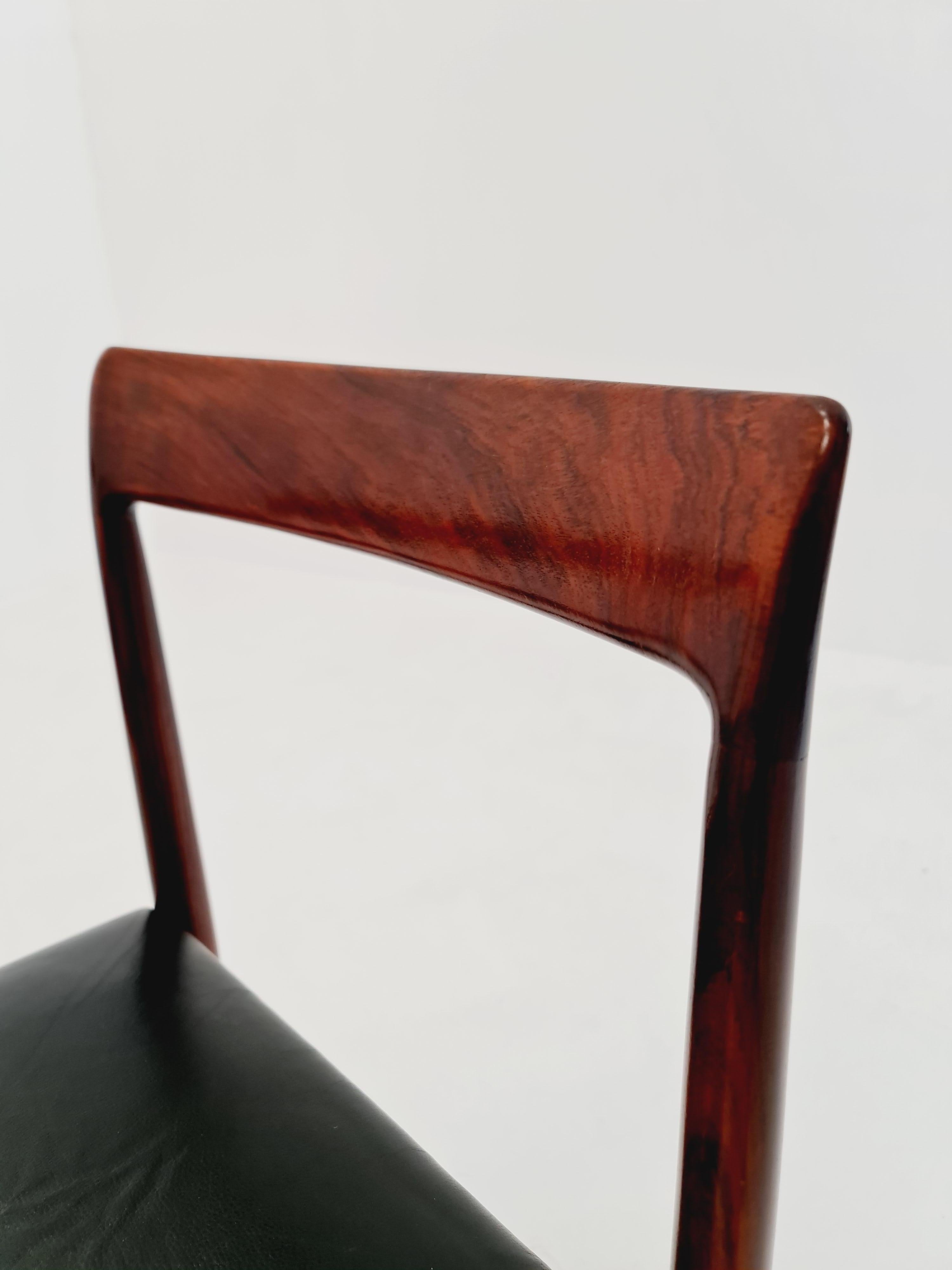 Mid-Century Modern Mid century German teak & leather Dining Chair by Lübke, 1960s, set of 6 For Sale