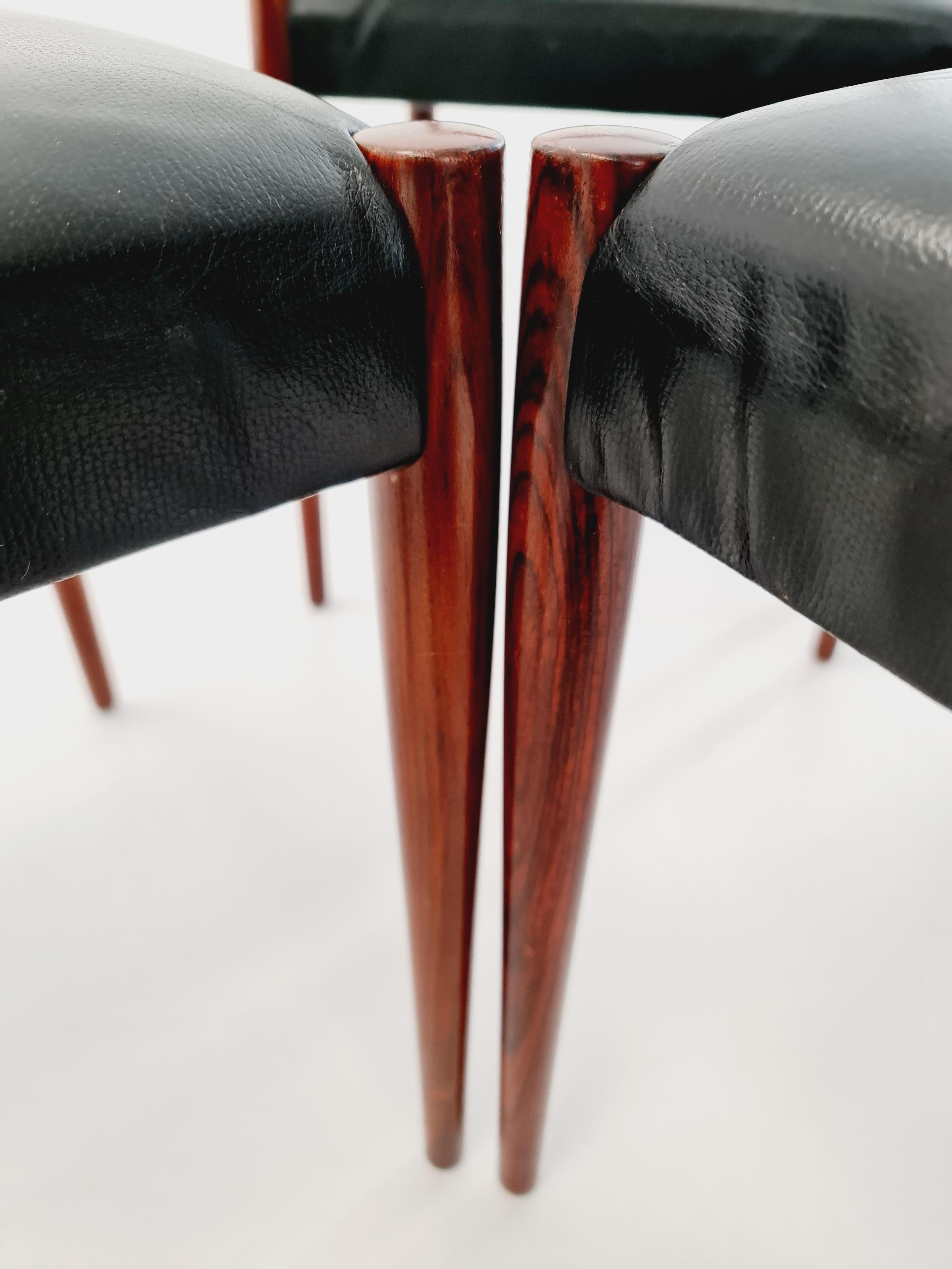 Leather Mid century German teak & leather Dining Chair by Lübke, 1960s, set of 6 For Sale