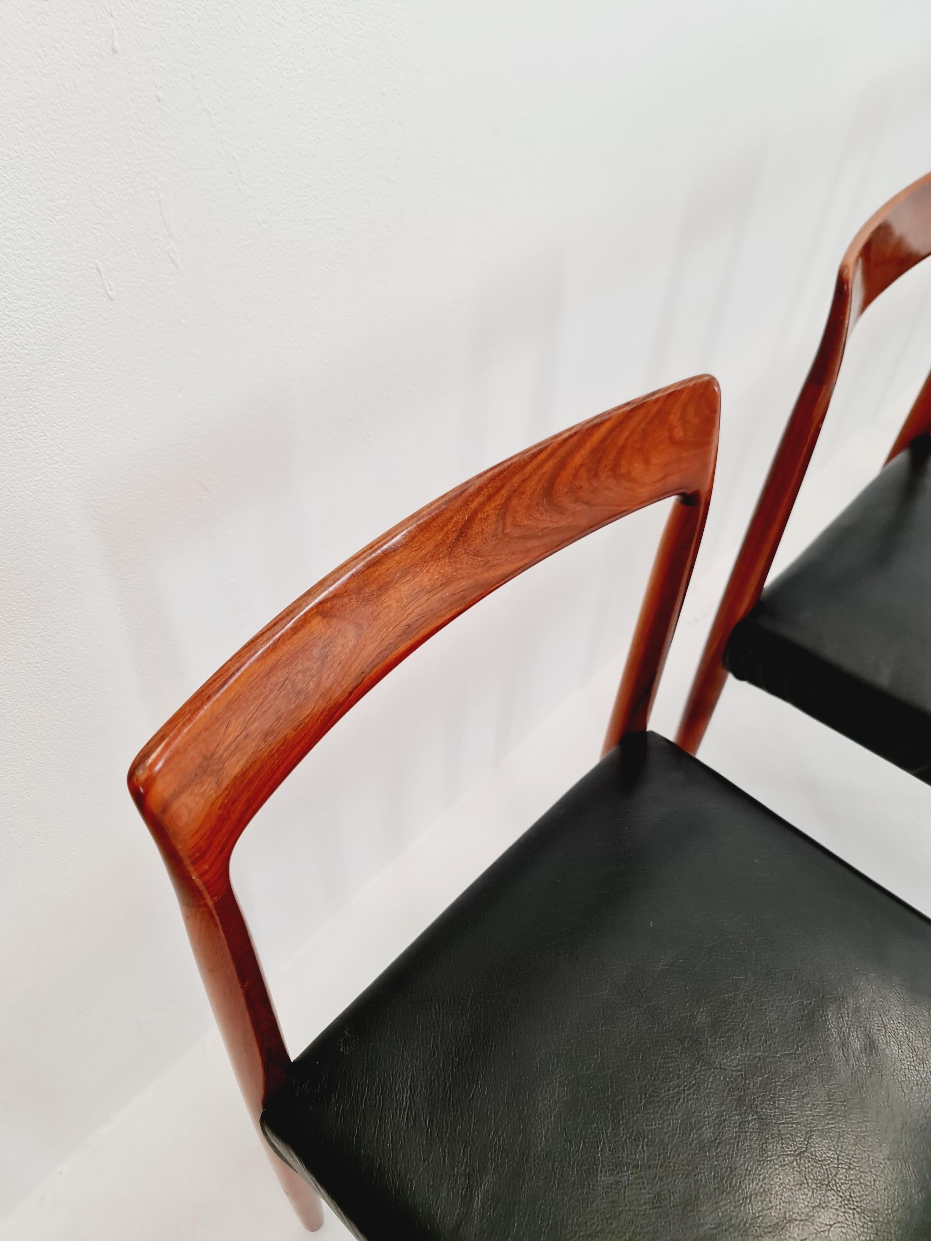 Mid century German teak & leather Dining Chair by Lübke, 1960s, set of 6 For Sale 1