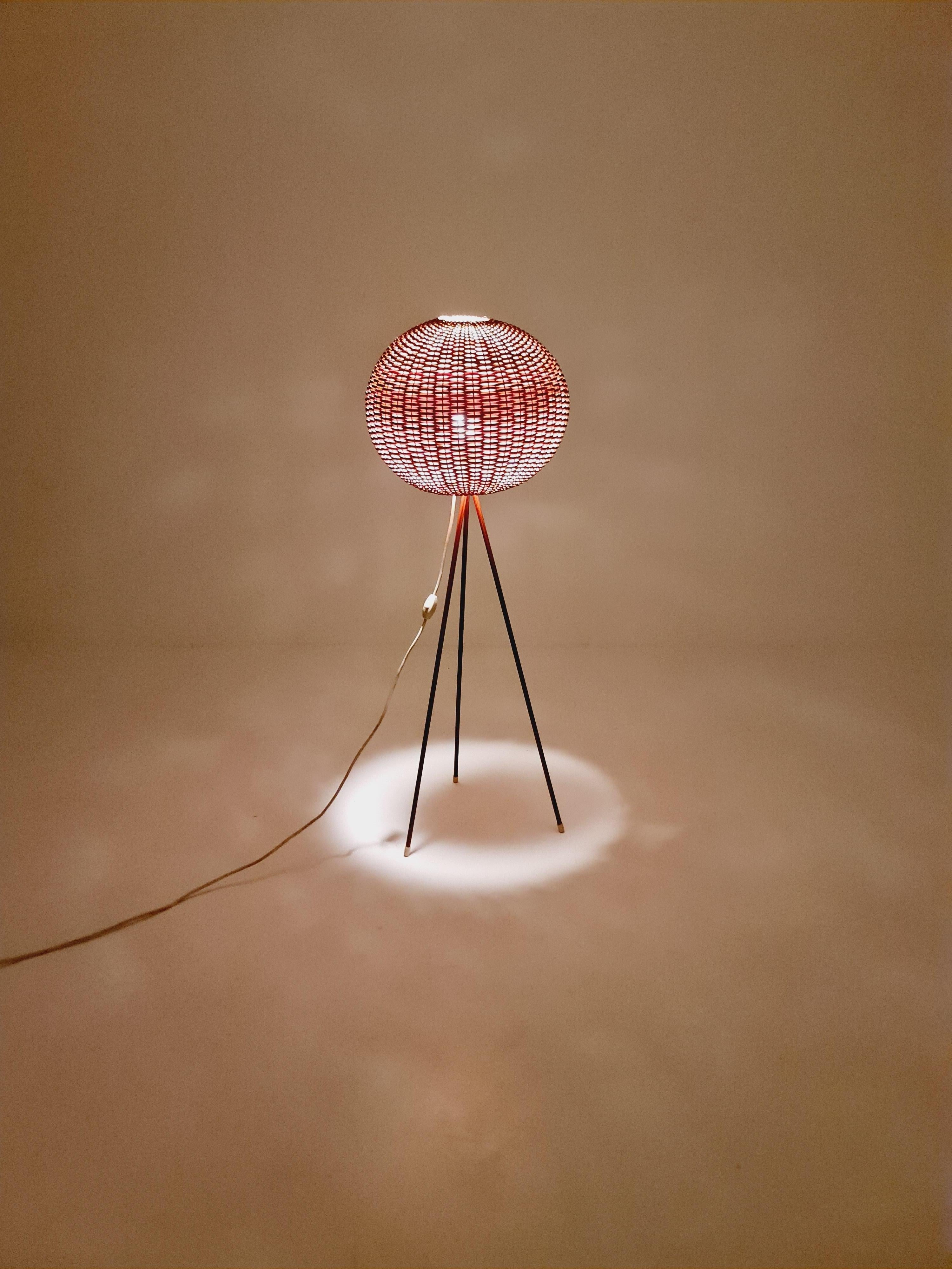 Mid-20th Century Mid century German tripod floor lamp teak wood , 1960s For Sale
