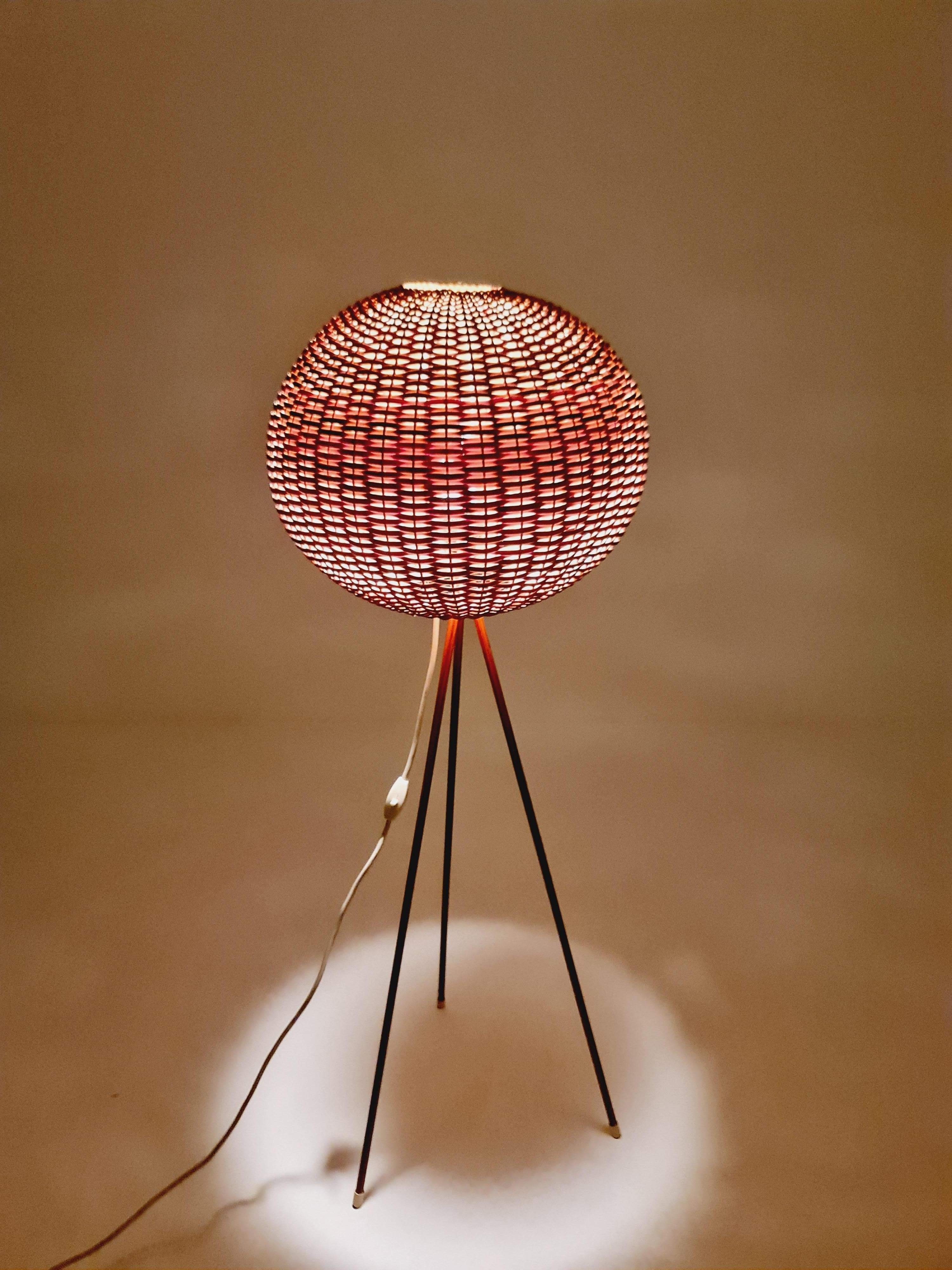 Mid century German tripod floor lamp teak wood , 1960s For Sale 1