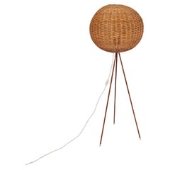 Mid century German tripod floor lamp teak wood , 1960s