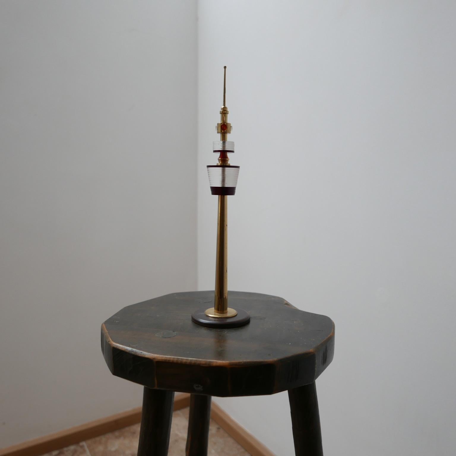 A brass and perspex TV tower model replica. 

Highly collectable and sculptural,

circa 1970s, German. 

Believed to be from Dusseldorf. 

Other models we also have available, they look great in combinations on a mantelpiece, shelf or as a