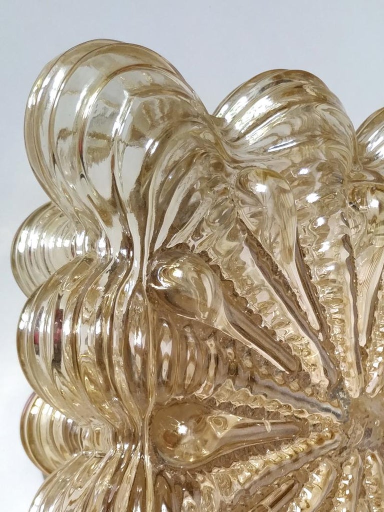 Mid-Century Modern Midcentury German Vintage Amber Glass Ceiling or Wall Light Flushmount, 1960s For Sale