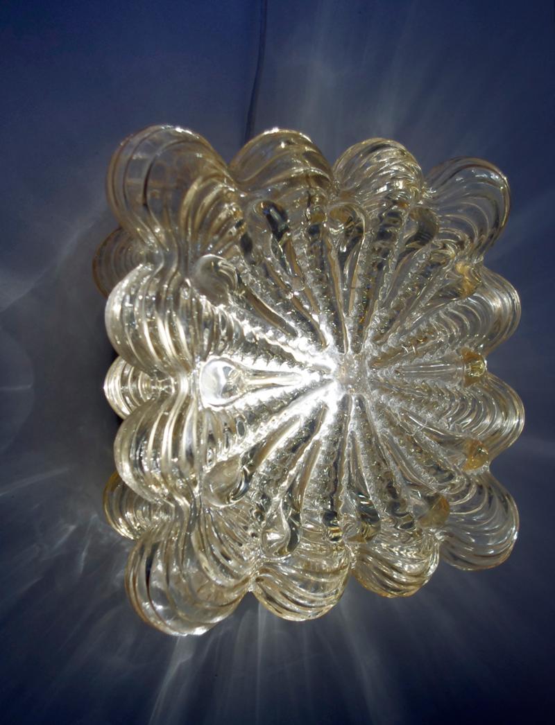 Midcentury German Vintage Amber Glass Ceiling or Wall Light Flushmount, 1960s 1