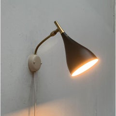 Mid-Century Modern Black Metal Wall Lamp - German Design by Cosack