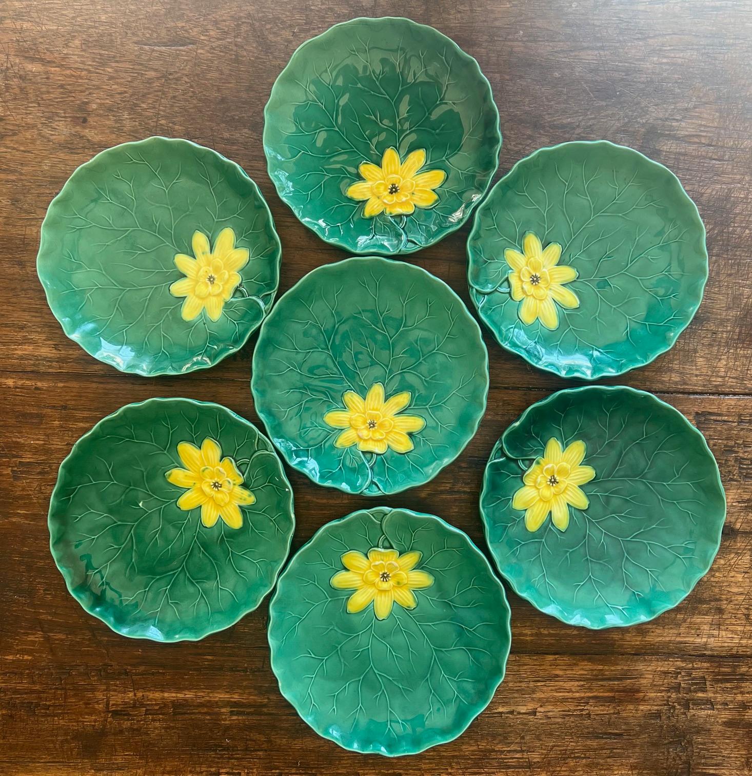 Set de 7 assiettes allemandes du milieu du siècle en forme de nénuphar et de feuille par Zell en vente 4