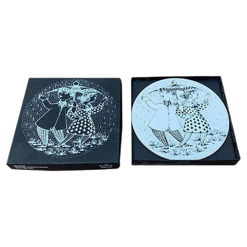 Placca da parete con calendario bianco tedesco del Mid-Century di Bjørn Wiinblad in vendita