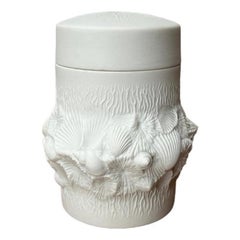 Mid-Century German White Porcelain Box with Lid with Shell Design, 1960s