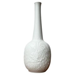 Vaso in porcellana bianca tedesca di metà secolo con disegno di uccelli di Kaiser, anni '60