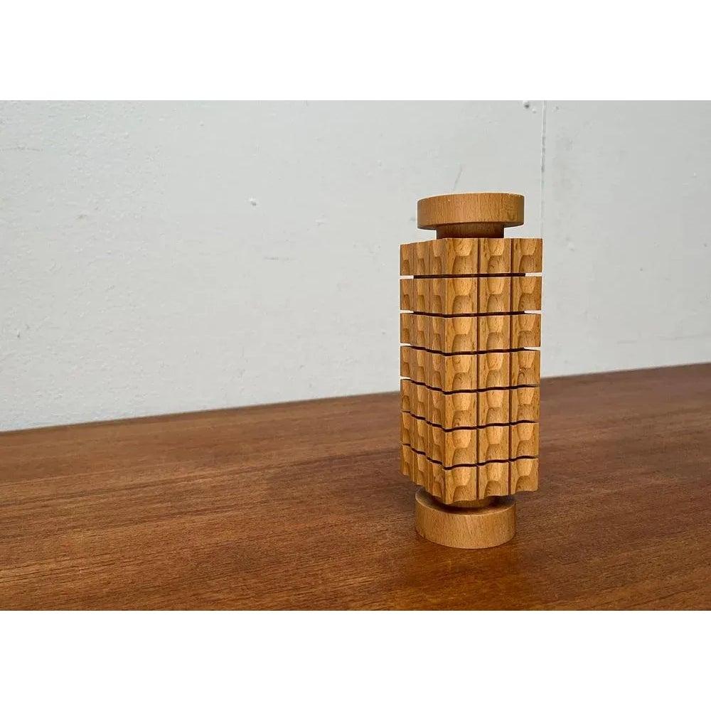 Mid-Century German Wooden Candleholder, 1960s In Excellent Condition For Sale In Hamburg, DE