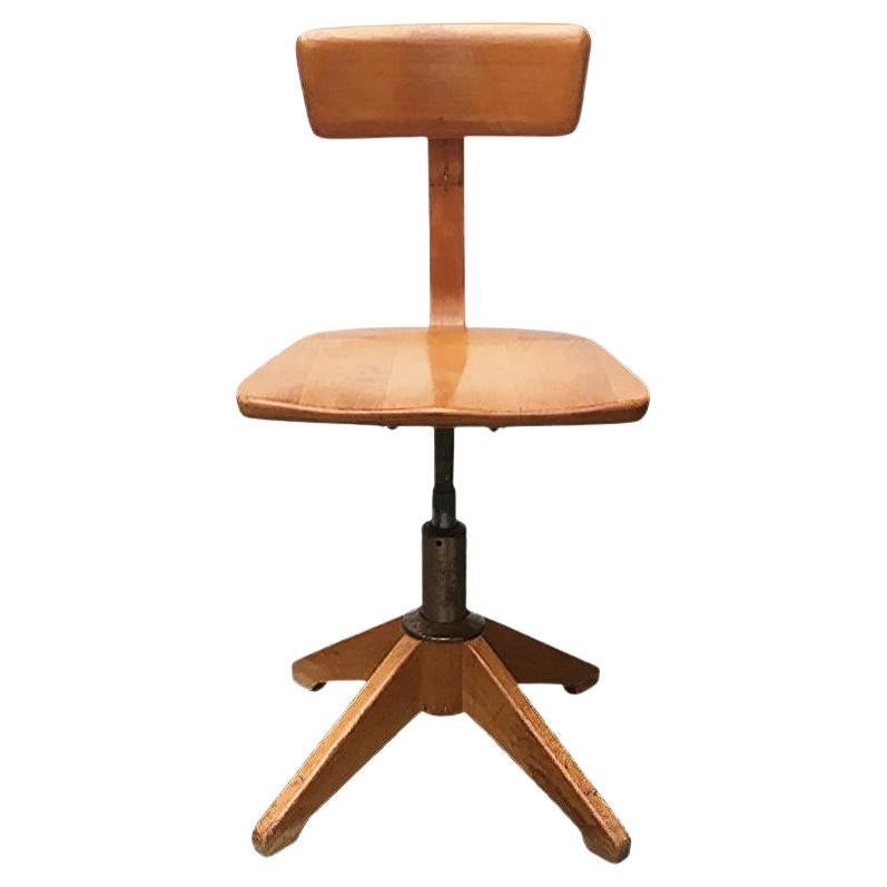 Mid-Century German Wooden Swivel Chair from Sedus For Sale