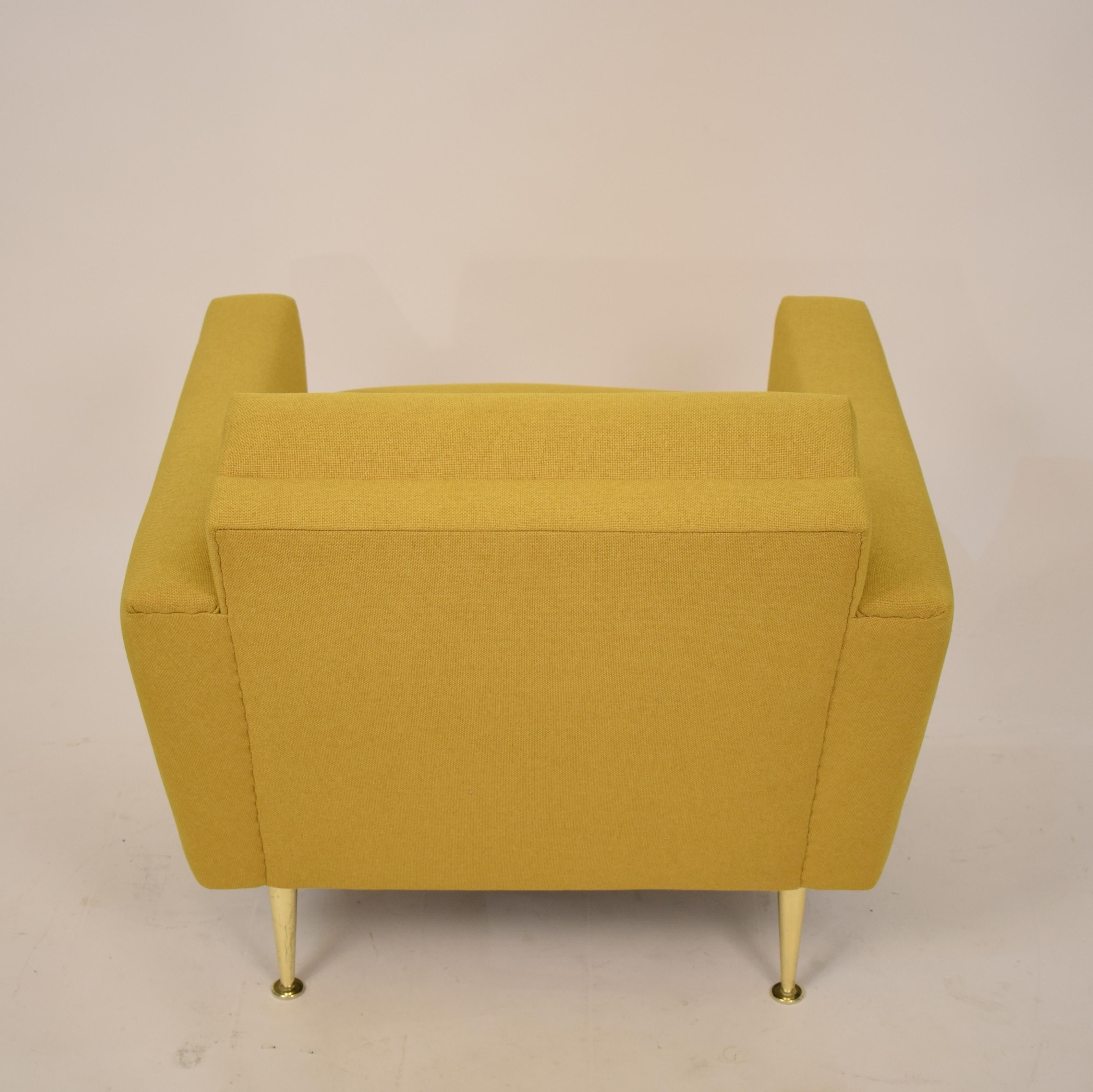 Midcentury German Yellow and Brass Lounge Chair Armchair Pierre Guariche Style 7