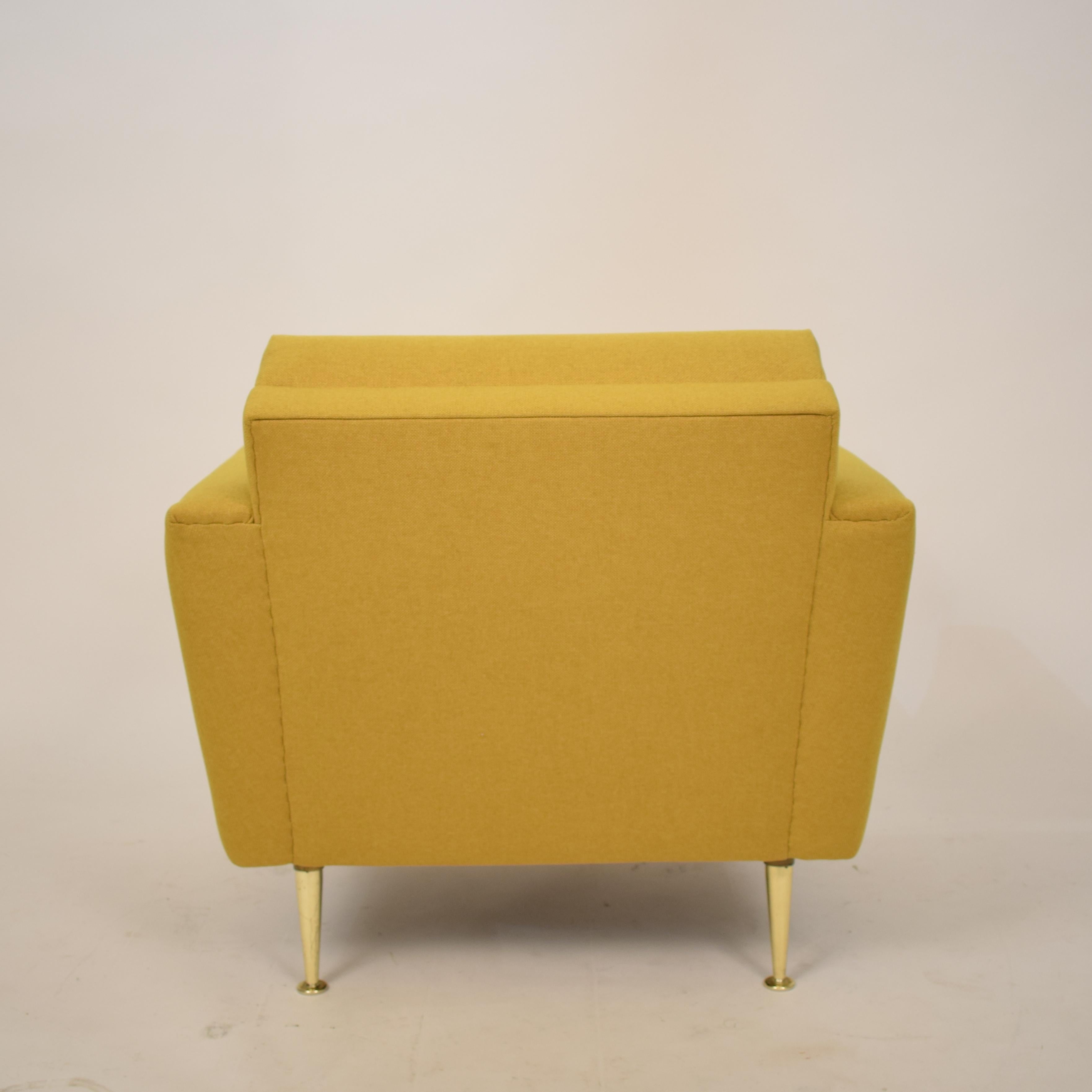 Midcentury German Yellow and Brass Lounge Chair Armchair Pierre Guariche Style 8