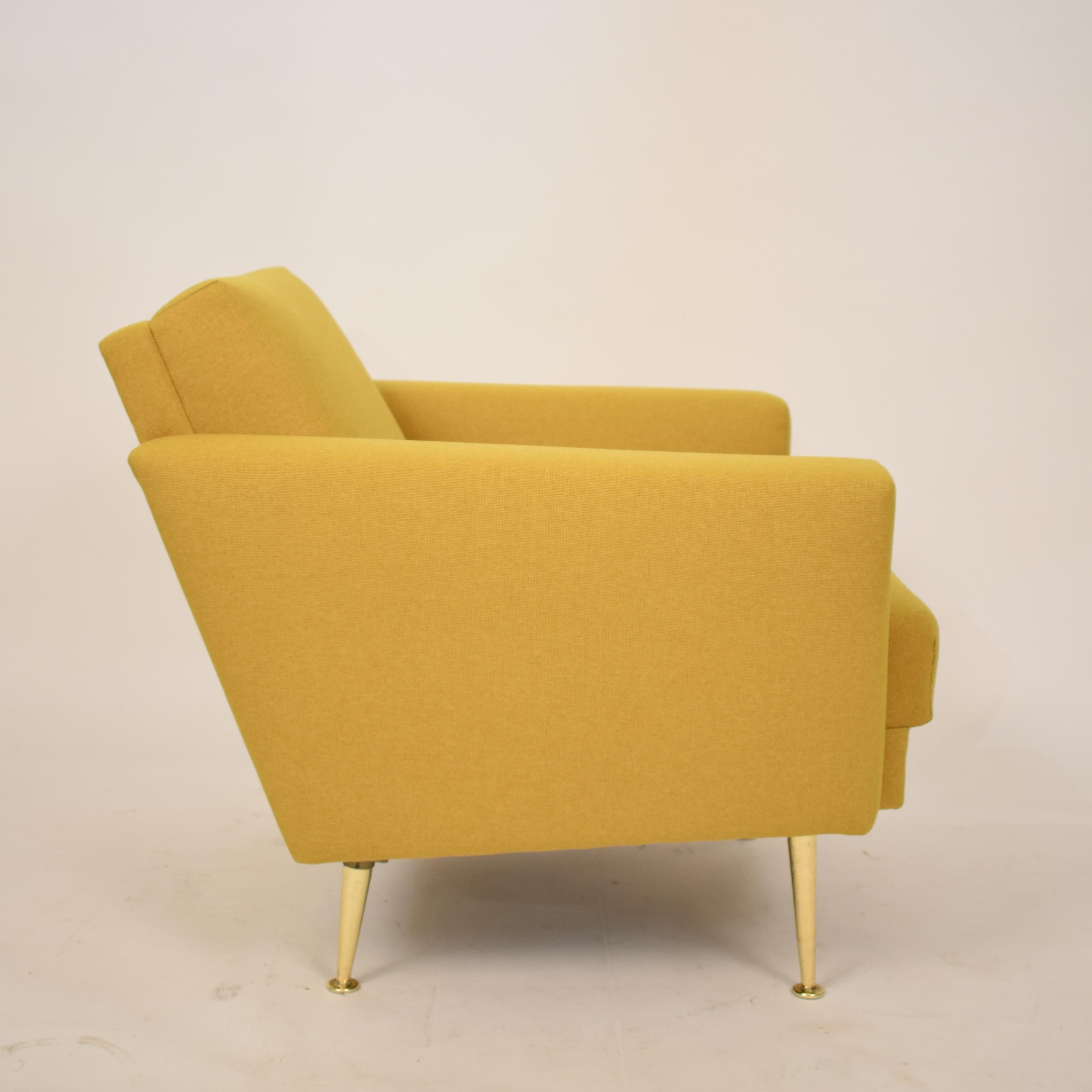 Midcentury German Yellow and Brass Lounge Chair Armchair Pierre Guariche Style 12