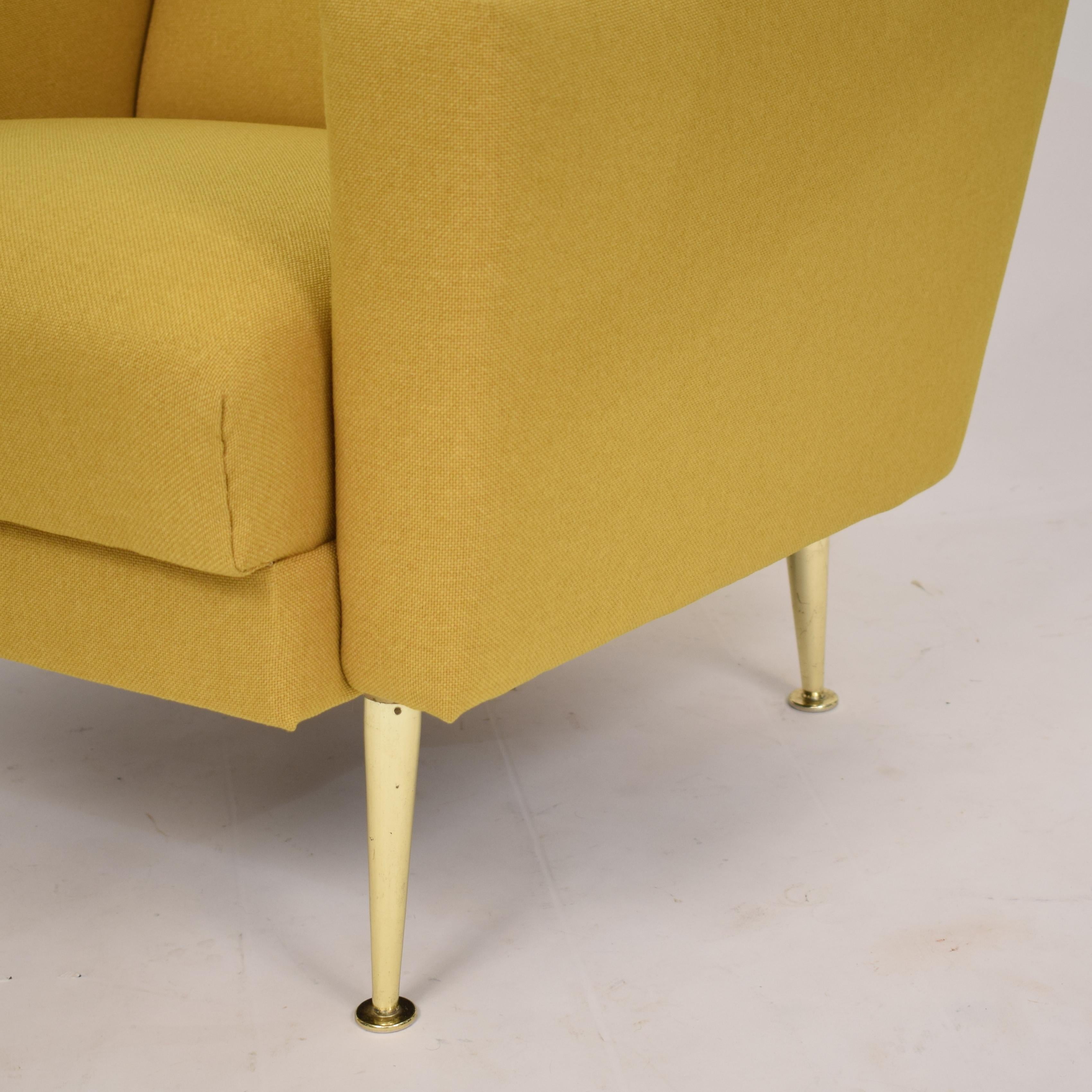 Midcentury German Yellow and Brass Lounge Chair Armchair Pierre Guariche Style 2