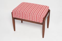 Taburete GFM de mediados de siglo en jacquard de tweed geométrico Dedar, E. Homa, Europa, años 60