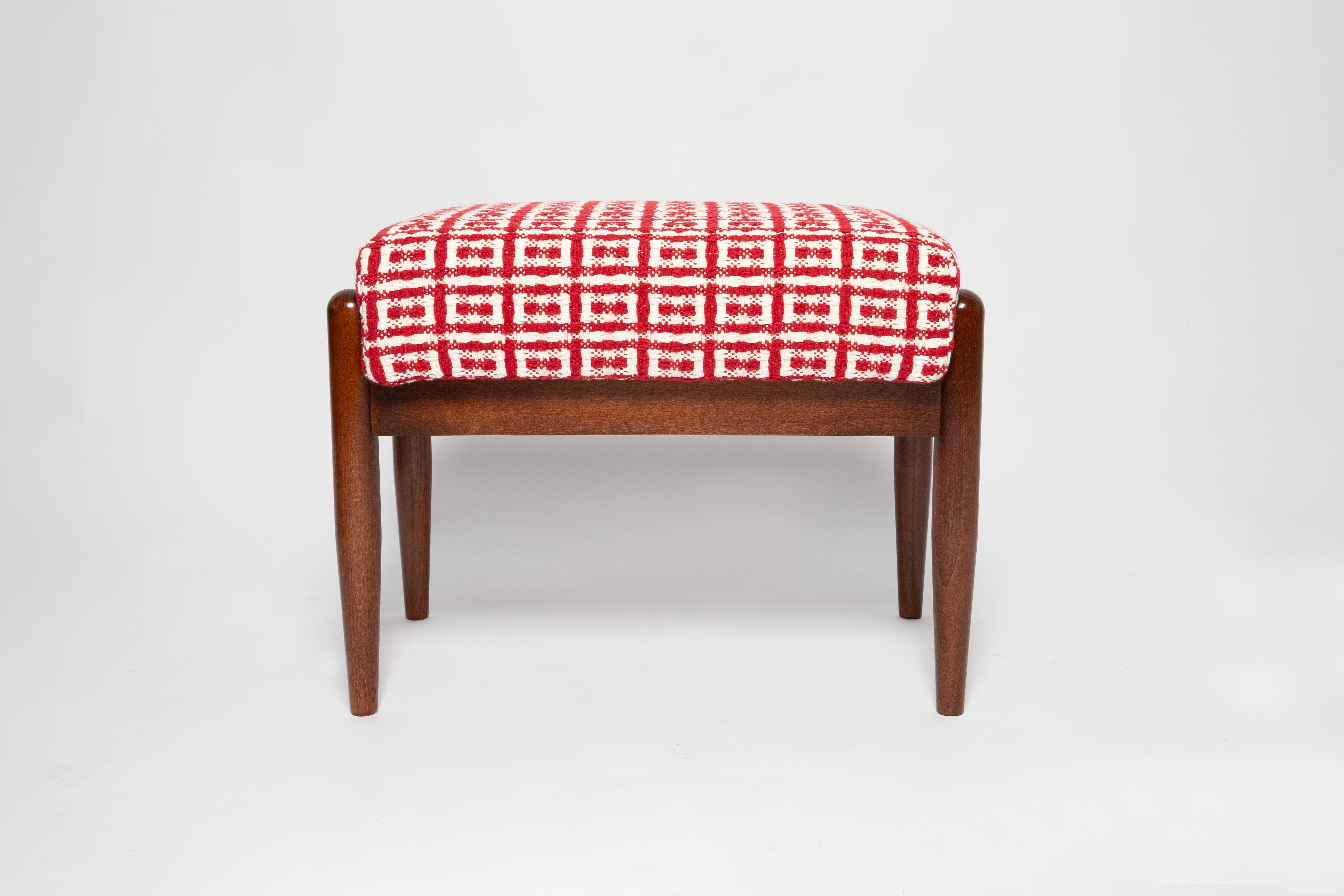 Mid-Century moderno Sgabello GFM di metà secolo in tweed jacquard Dedar geometrico, E. Homa, Europa, anni '60 in vendita