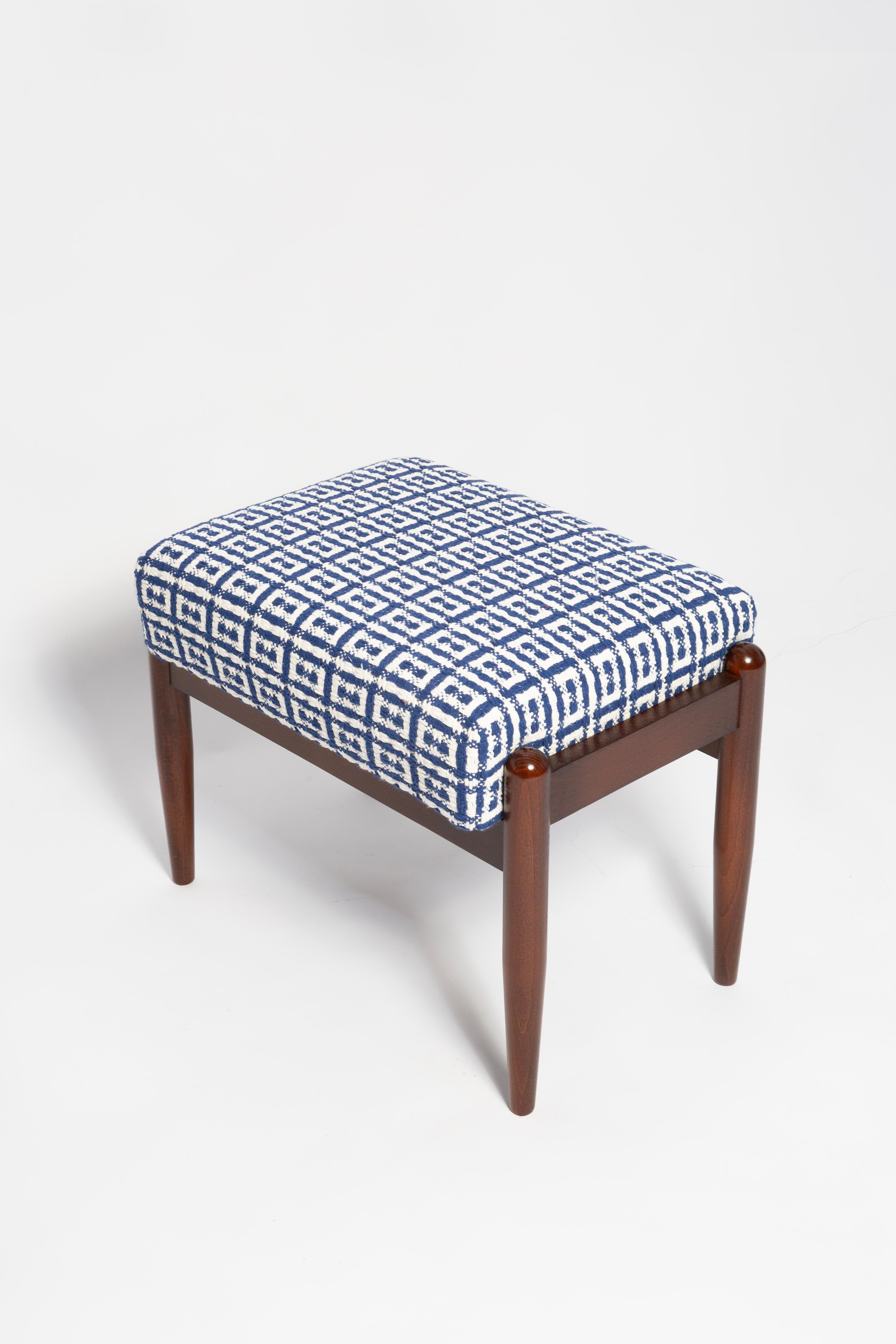 Mid-Century moderno Sgabello GFM di metà secolo in tweed jacquard Dedar geometrico, E. Homa, Europa, anni '60 in vendita