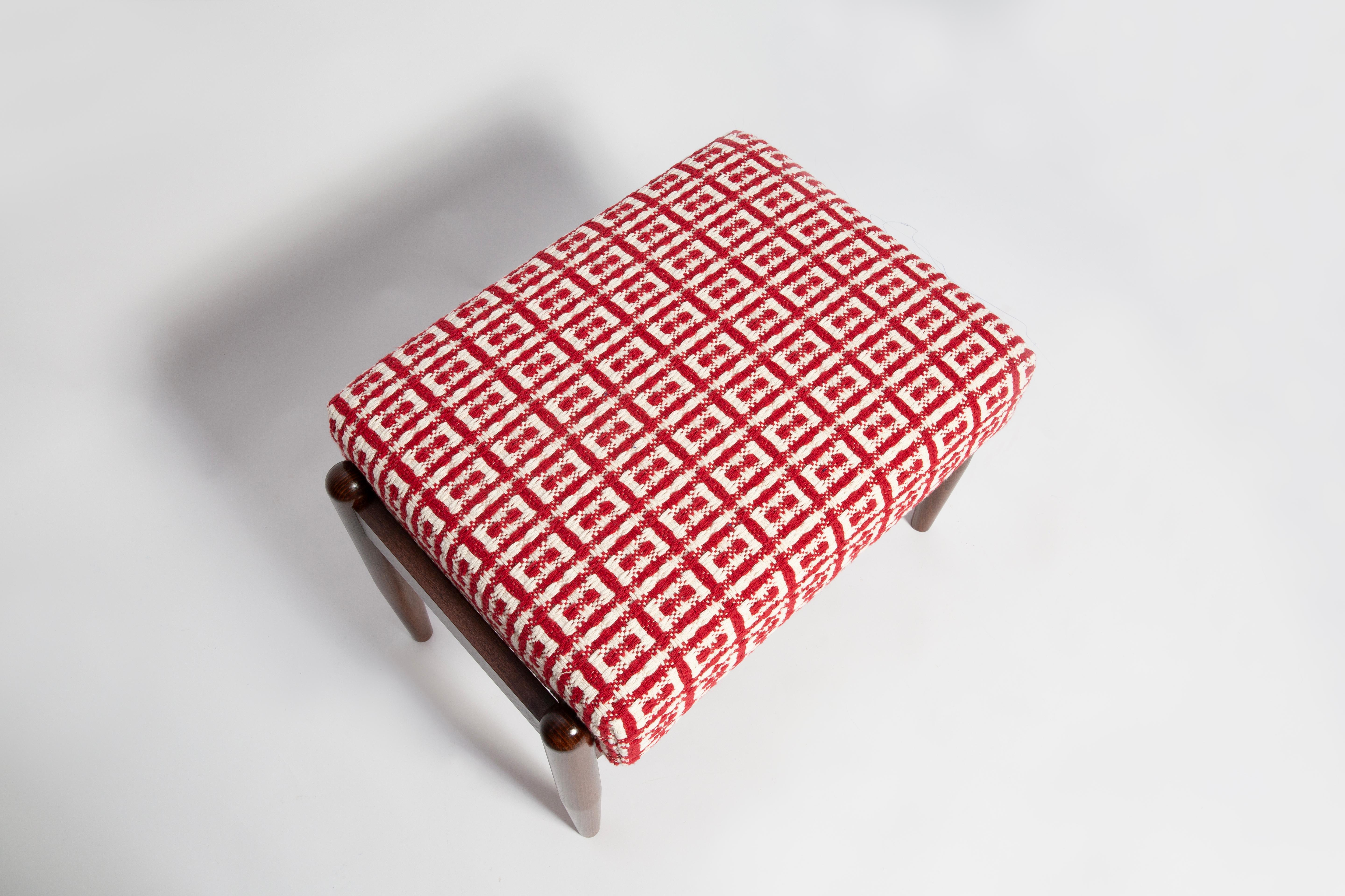 Polacco Sgabello GFM di metà secolo in tweed jacquard Dedar geometrico, E. Homa, Europa, anni '60 in vendita