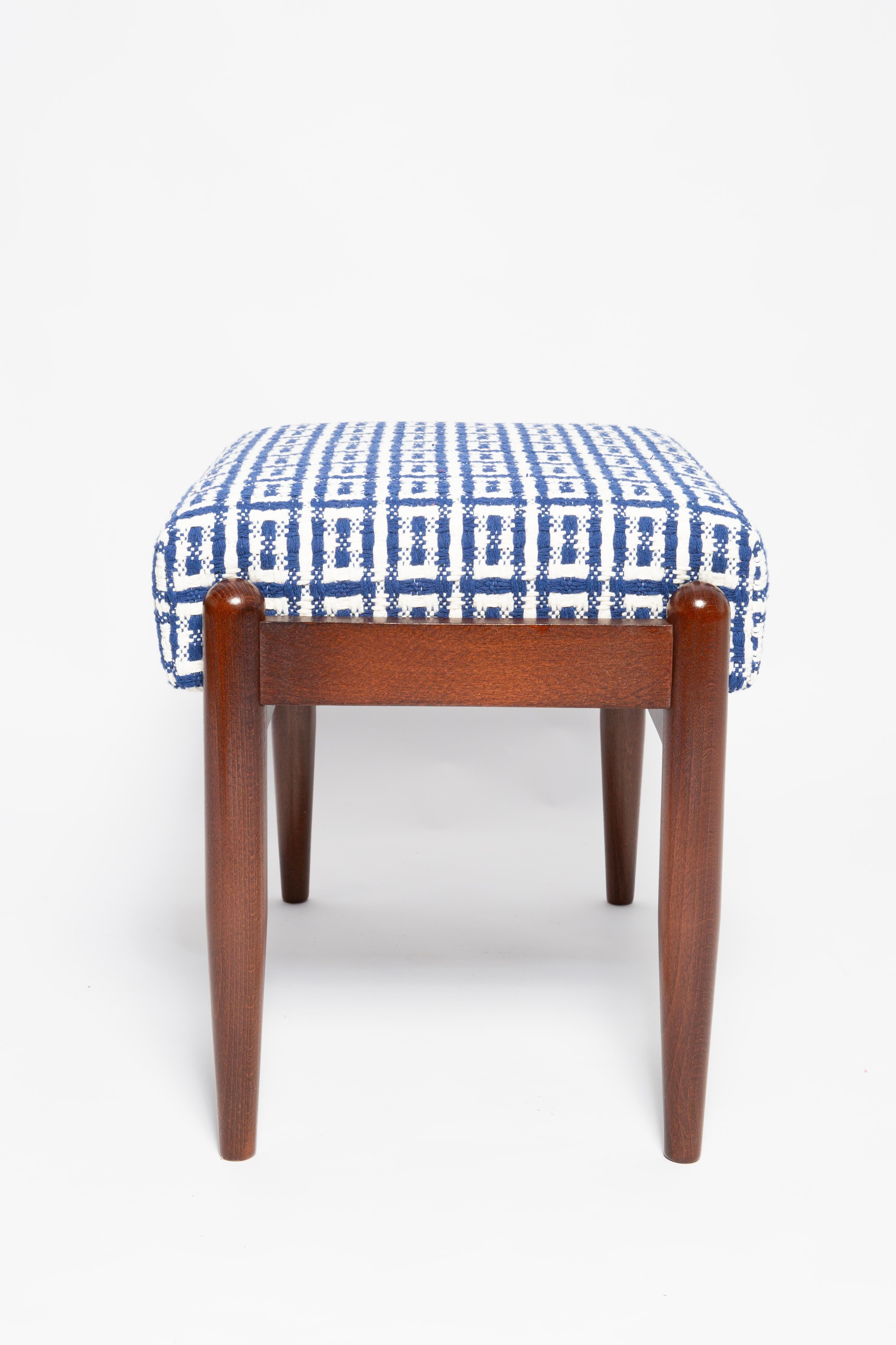 Polacco Sgabello GFM di metà secolo in tweed jacquard Dedar geometrico, E. Homa, Europa, anni '60 in vendita