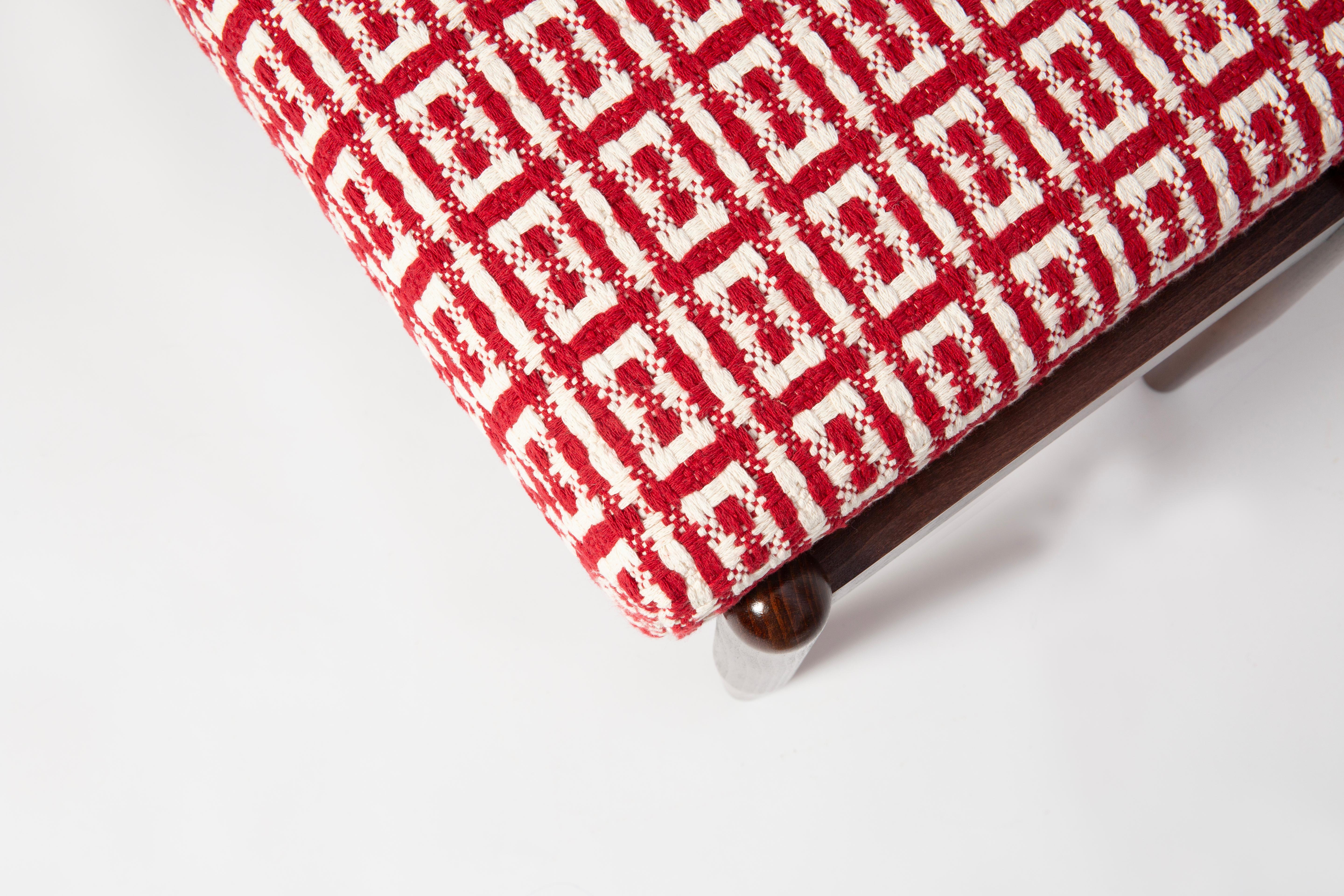 Fatto a mano Sgabello GFM di metà secolo in tweed jacquard Dedar geometrico, E. Homa, Europa, anni '60 in vendita