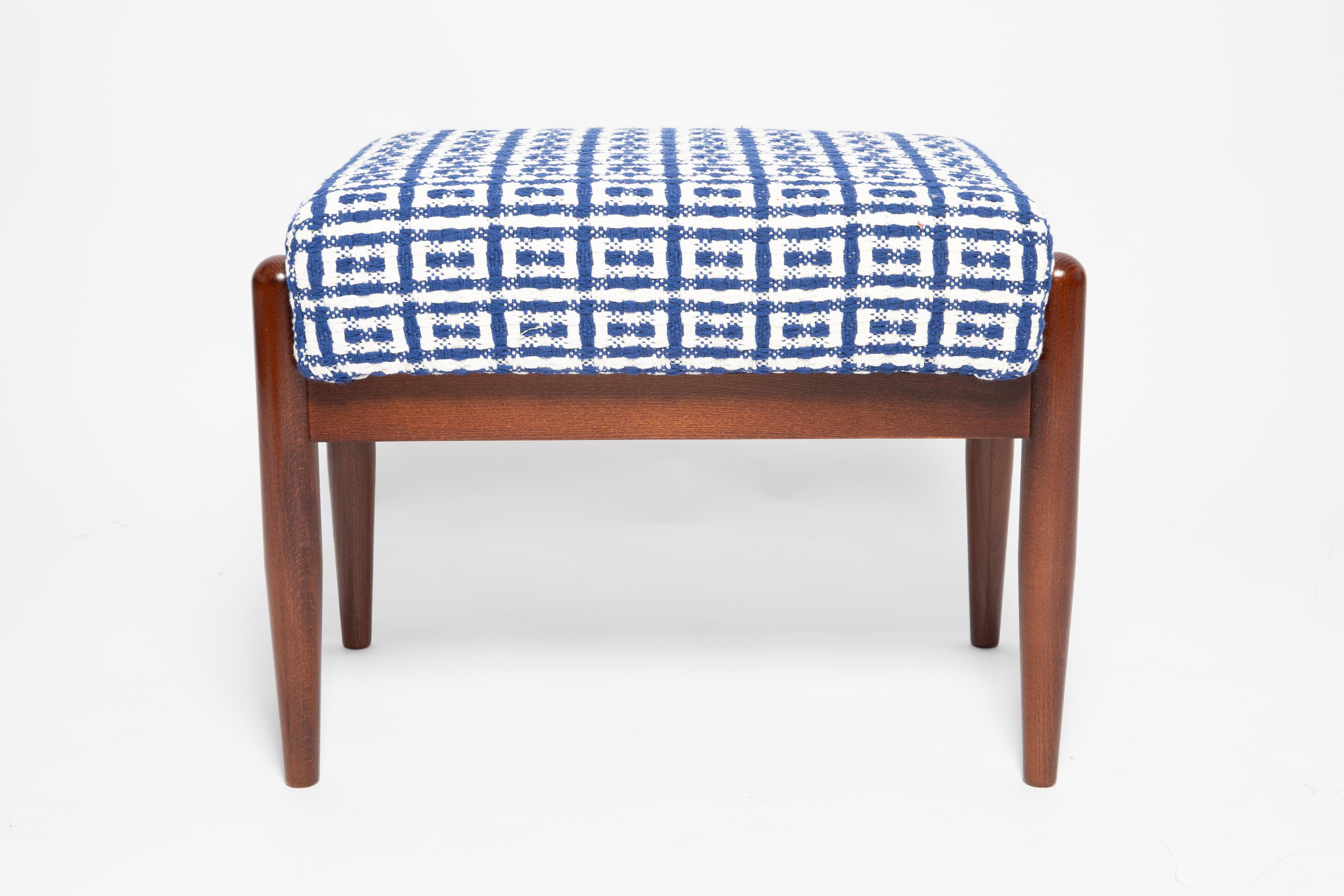 Fatto a mano Sgabello GFM di metà secolo in tweed jacquard Dedar geometrico, E. Homa, Europa, anni '60 in vendita