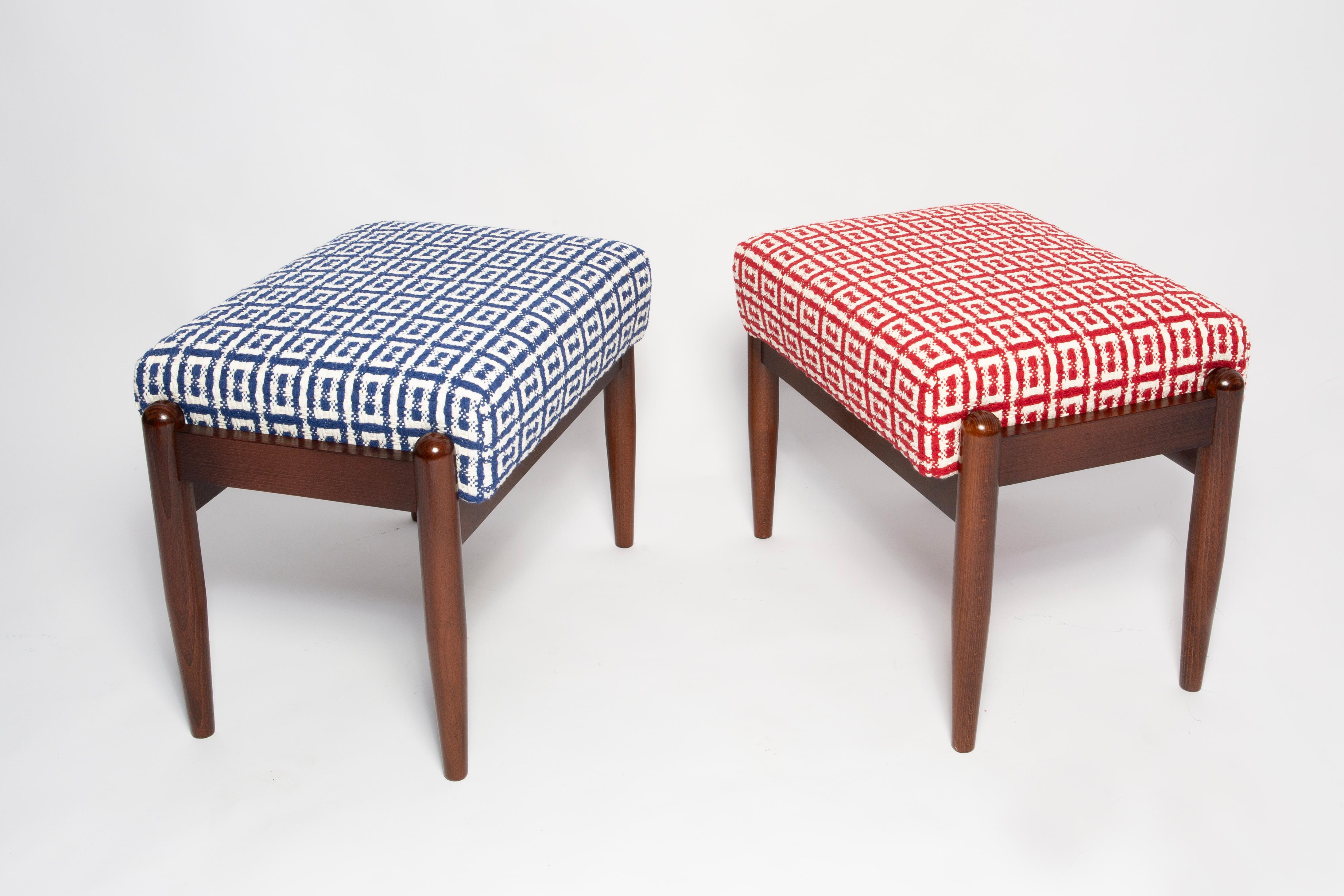 Tessile Sgabello GFM di metà secolo in tweed jacquard Dedar geometrico, E. Homa, Europa, anni '60 in vendita