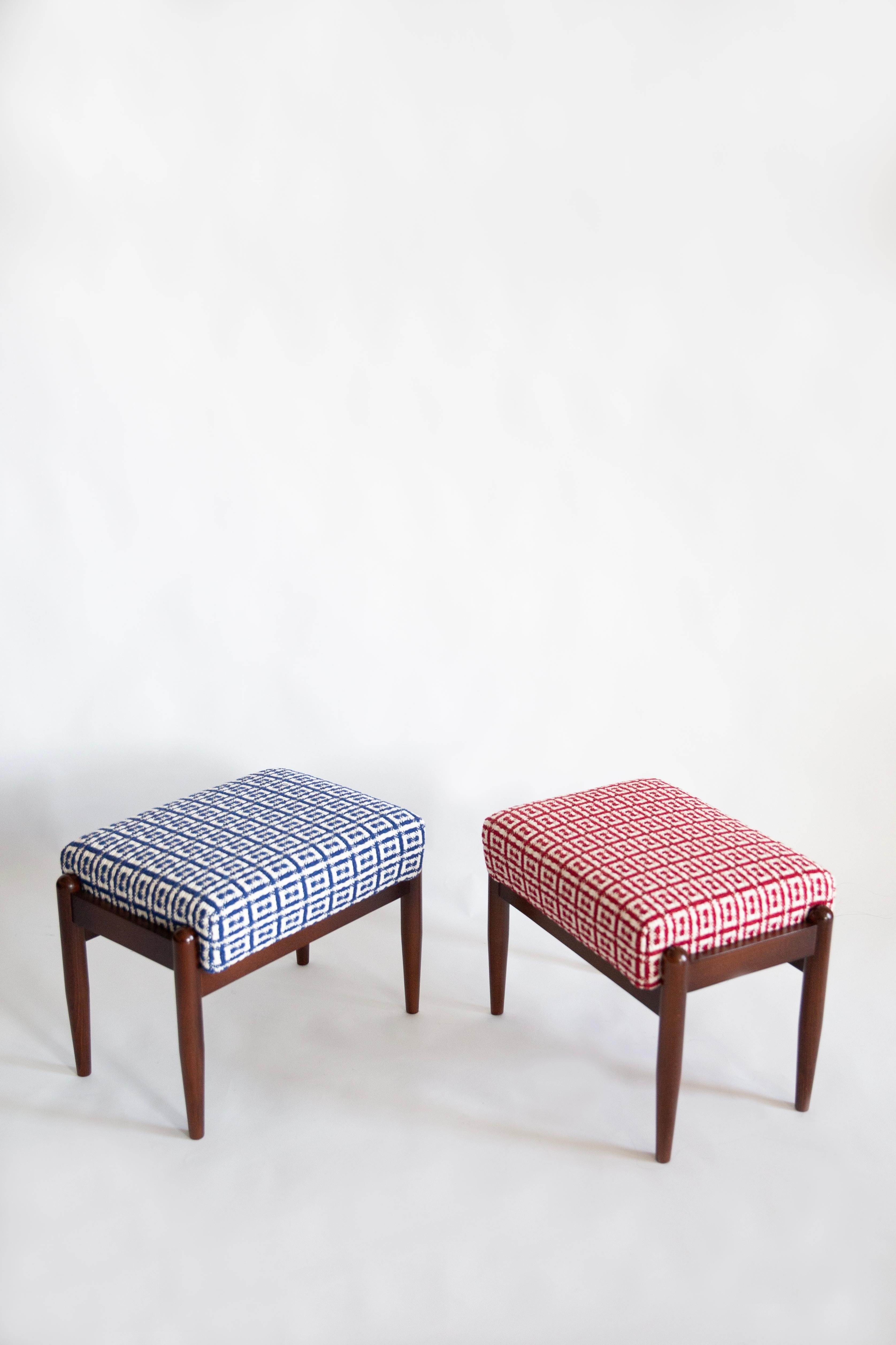 Tessile Sgabello GFM di metà secolo in tweed jacquard Dedar geometrico, E. Homa, Europa, anni '60 in vendita
